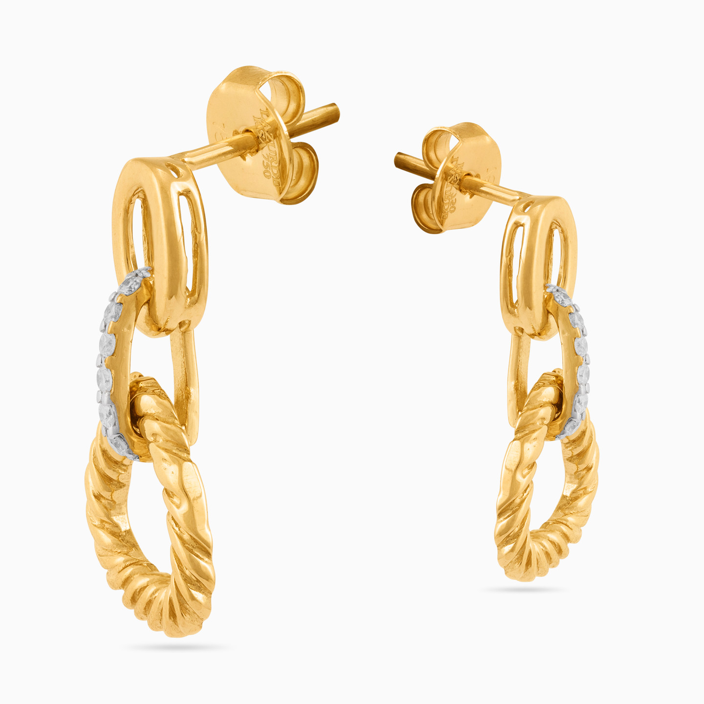 18K Gold Diamond Drop Earrings - 3