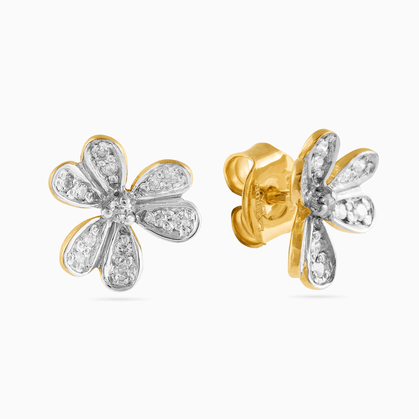 18K Gold Diamond Stud Earrings - 2