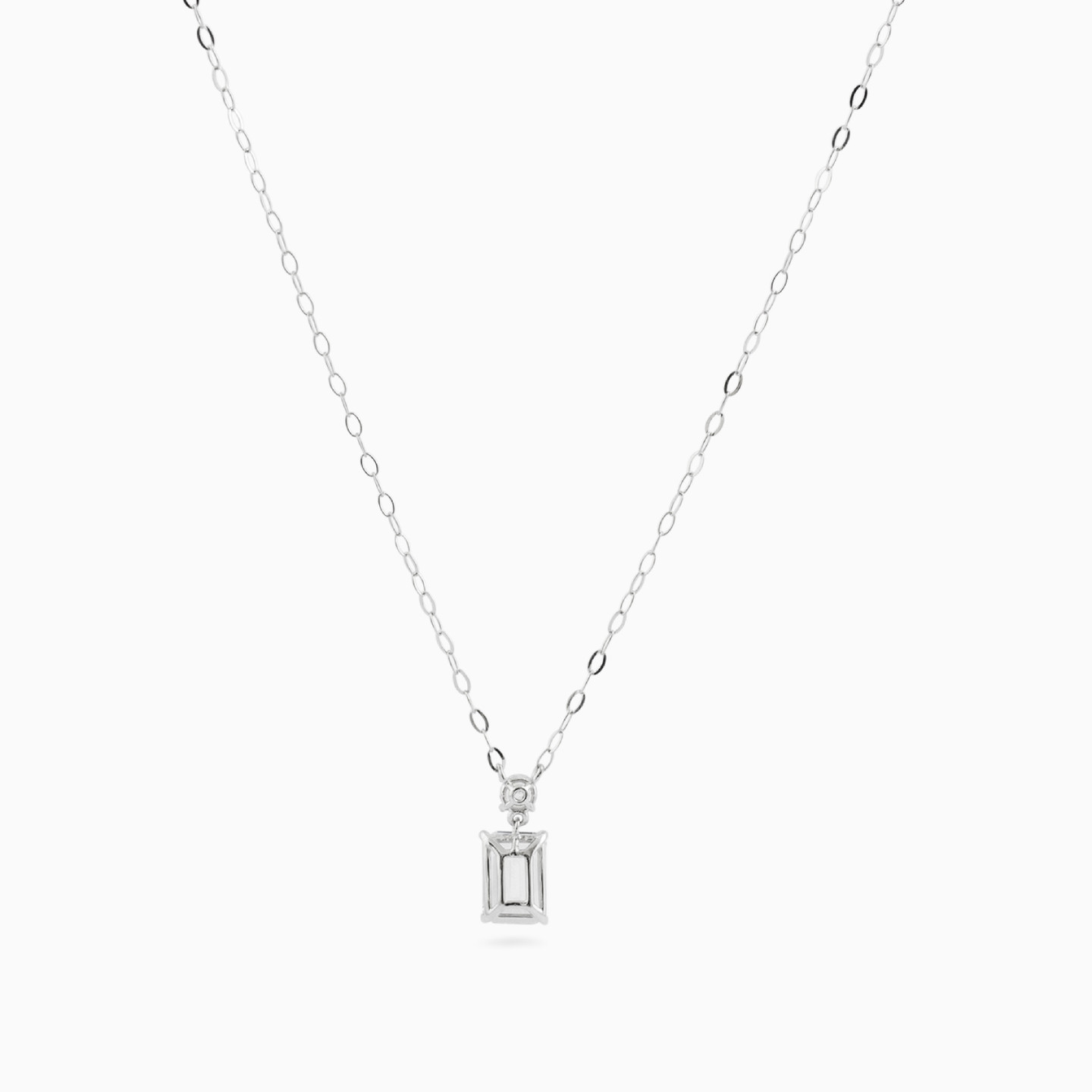 Baguette Shaped Cubic Zirconia Pendant with 18K Gold Chain - 3