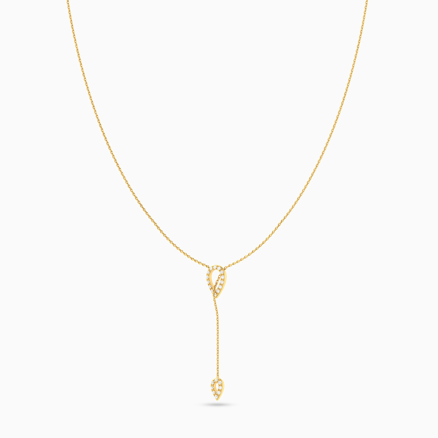 Pear Diamond Necklace in 18K Gold - 3 Pear Diamond Necklace in 18K Gold - 3