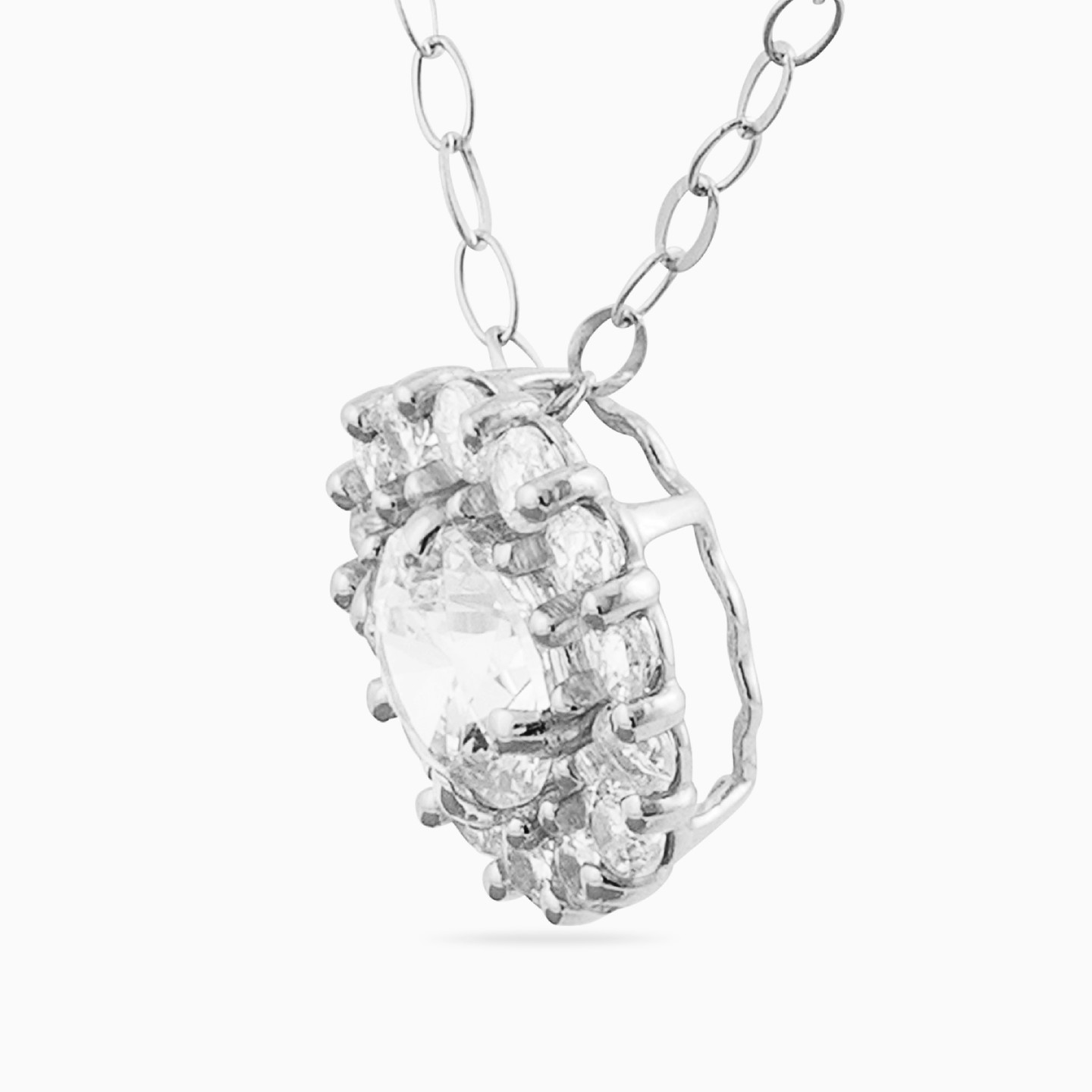 Round Shaped Cubic Zirconia Pendant with 18K Gold Chain - 2