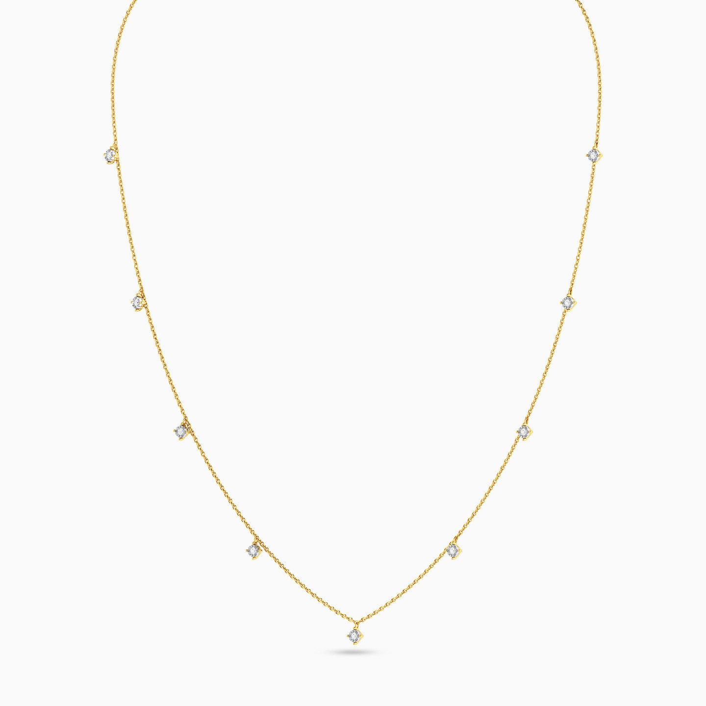 Circle Diamond Chain Necklace in 18K Gold - 3 Circle Diamond Chain Necklace in 18K Gold - 3