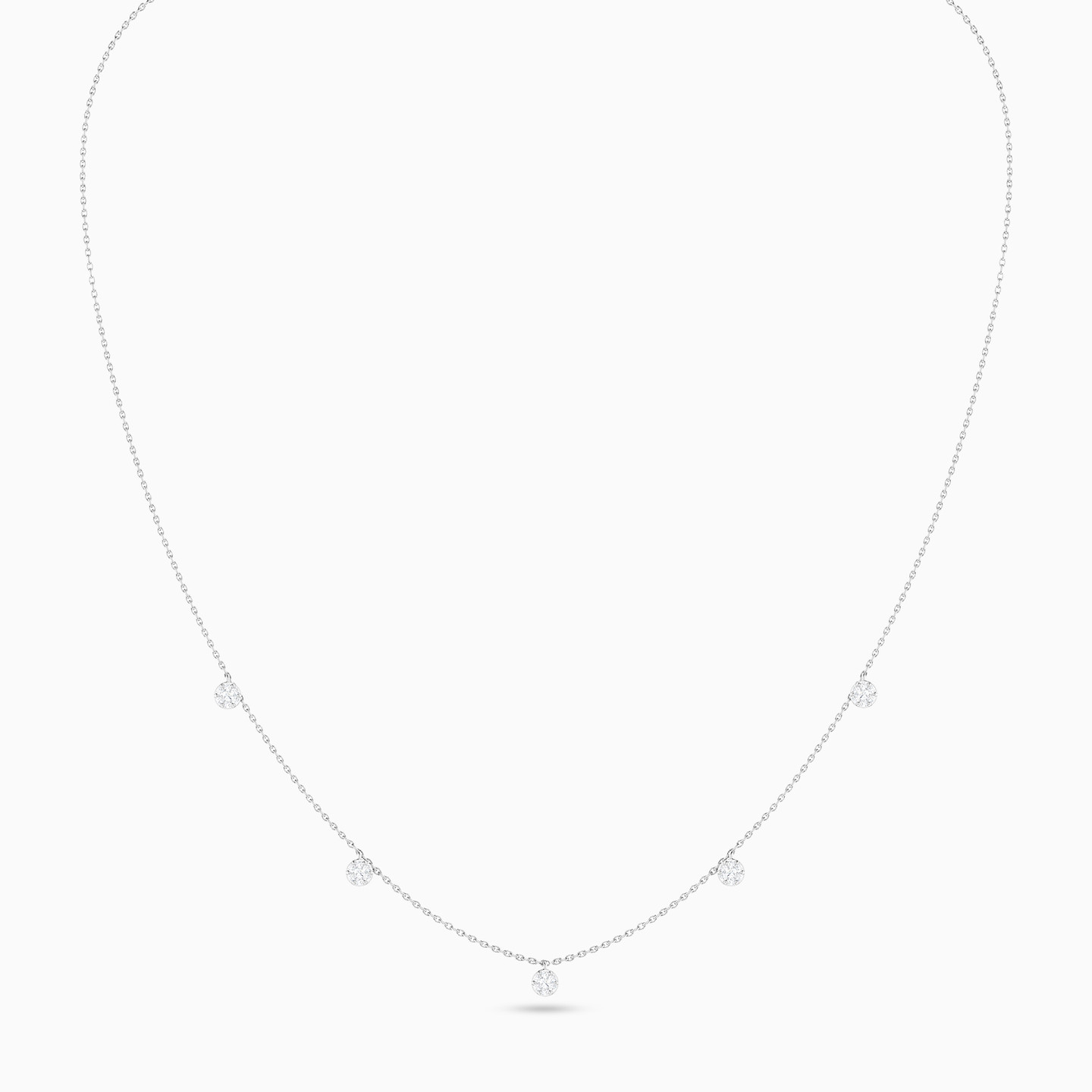 Circle Diamond Chain Necklace in 18K Gold - 4 Circle Diamond Chain Necklace in 18K Gold - 4