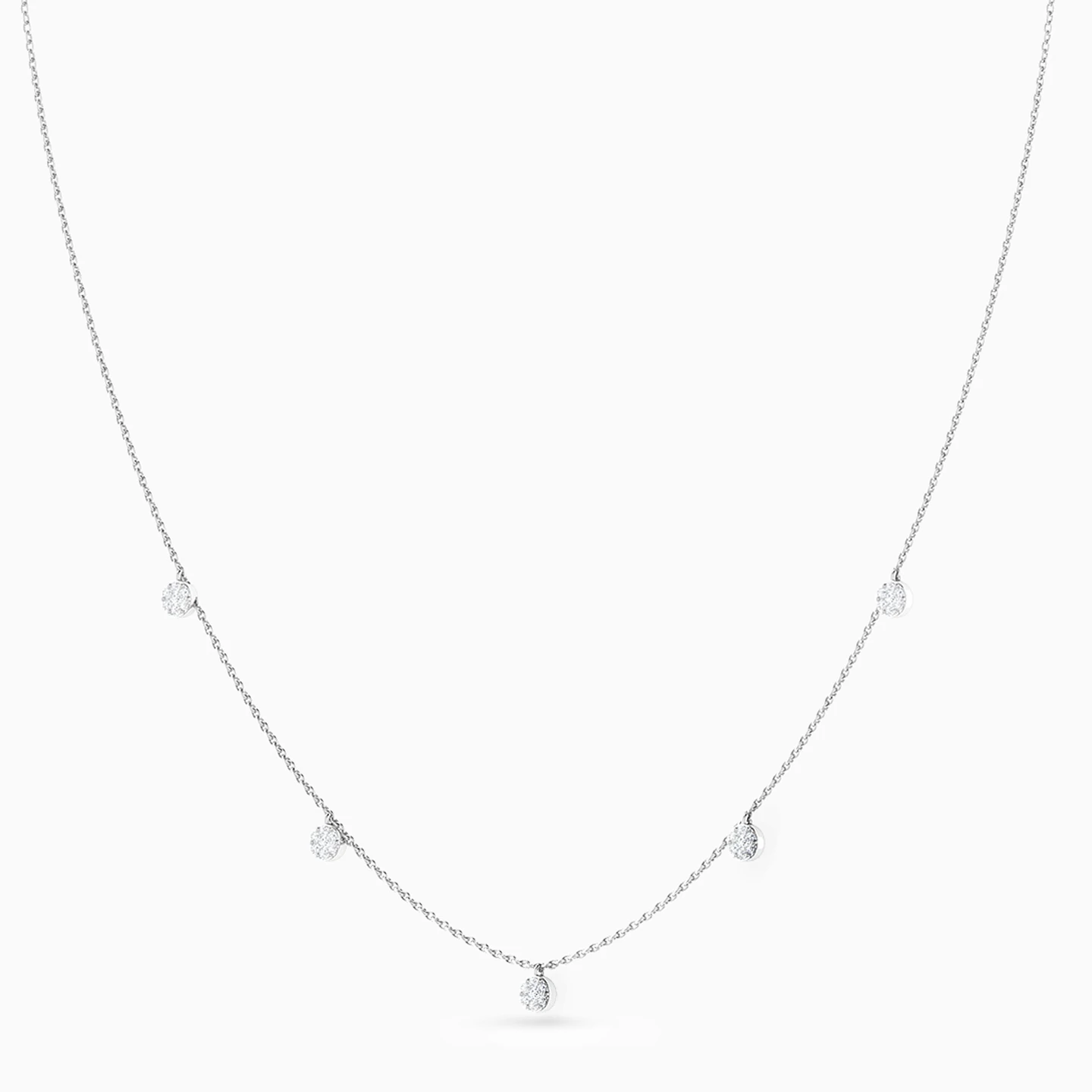 Circle Diamond Chain Necklace in 18K Gold - 3 Circle Diamond Chain Necklace in 18K Gold - 3