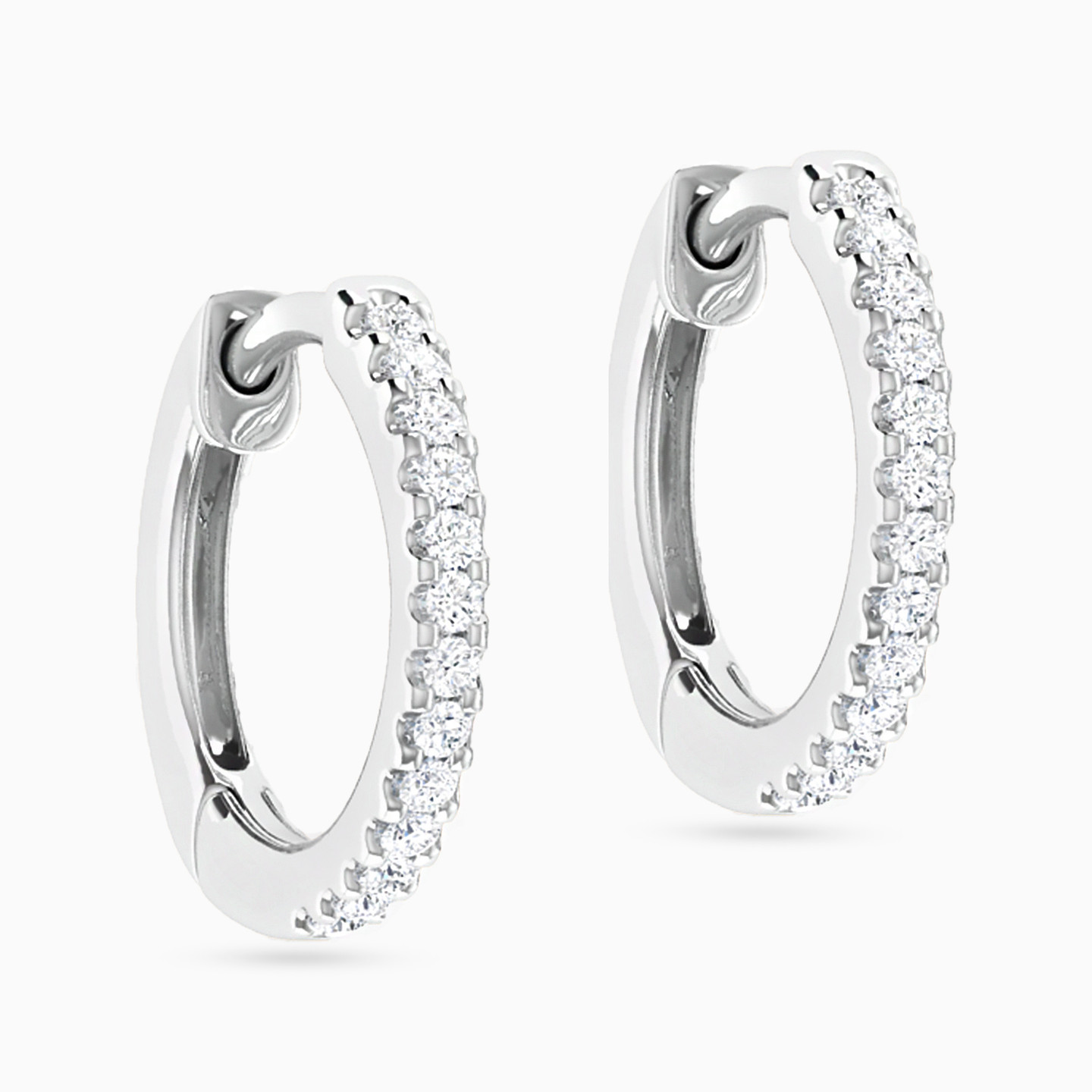 Slim Diamond Hoop Earrings in 18K Gold - 4 Slim Diamond Hoop Earrings in 18K Gold - 4