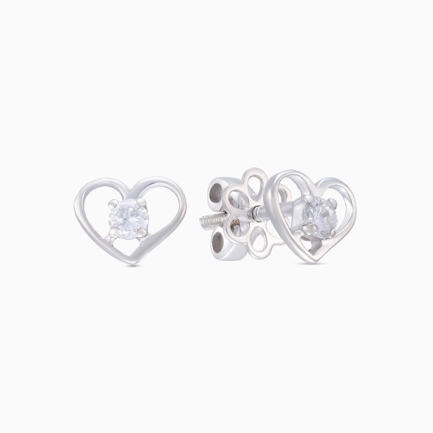 Kids Heart Diamond Stud Earrings in 18K Gold - 2 Kids Heart Diamond Stud Earrings in 18K Gold - 2