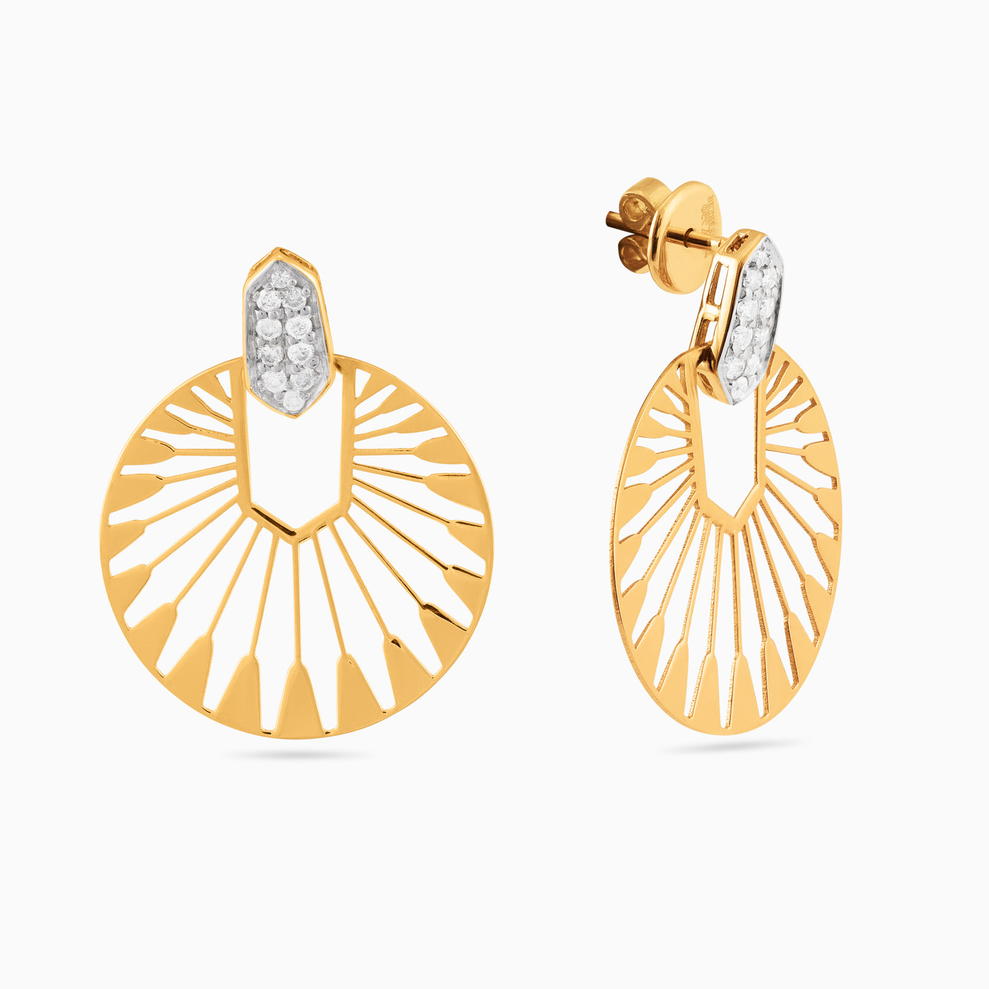 18K Gold Diamond Drop Earrings - 2