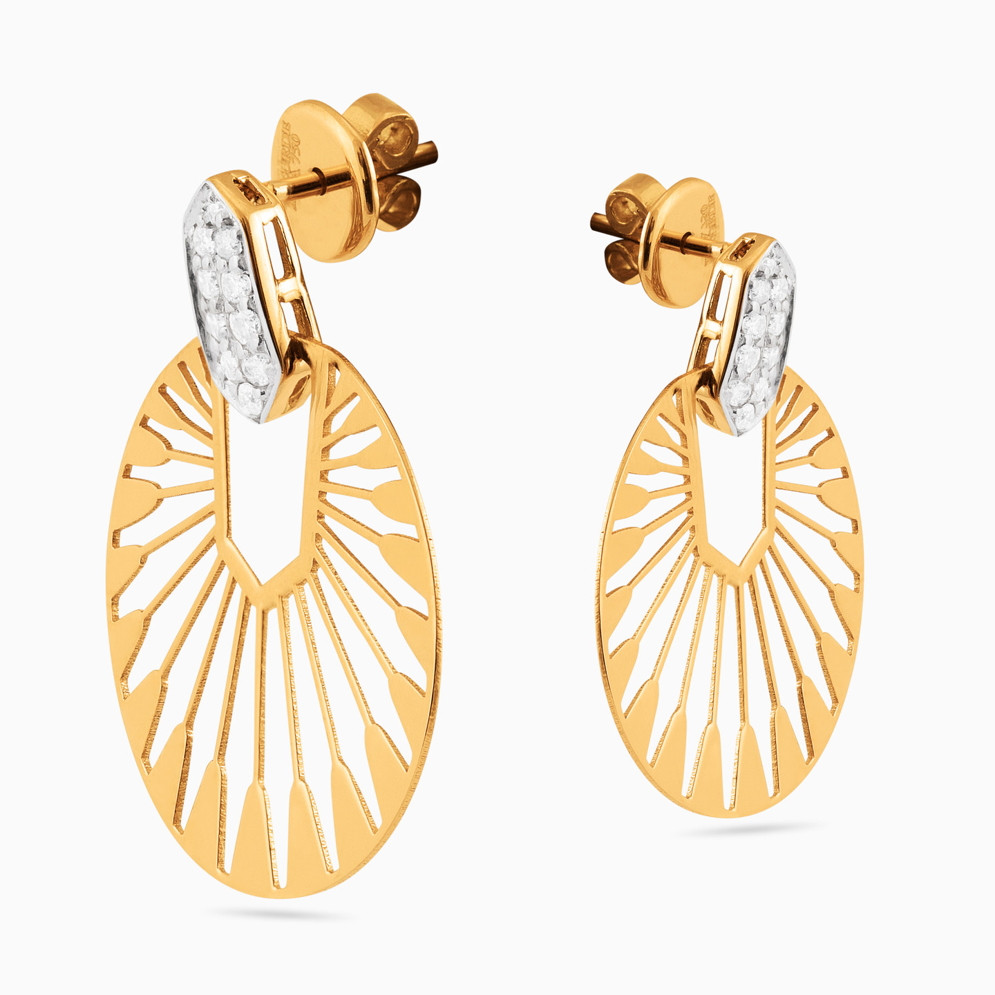 18K Gold Diamond Drop Earrings - 3