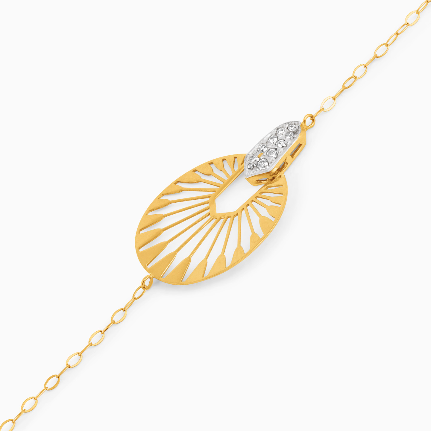 أسورة بسلسلة ذهب مفرغة عيار 18 قيراط مزينة بالألماس - 4 أسورة بسلسلة ذهب مفرغة عيار 18 قيراط مزينة بالألماس - 4