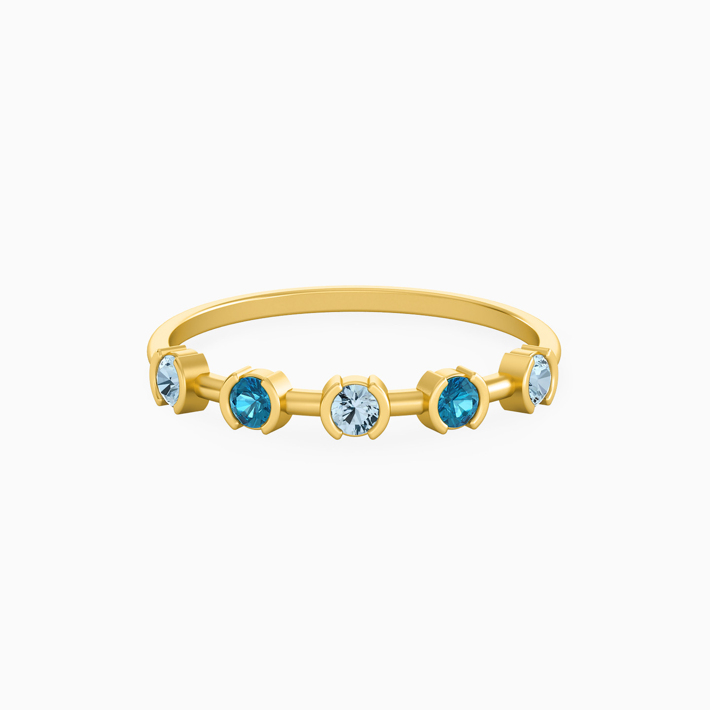 18K Gold Colored Stones Statement Ring