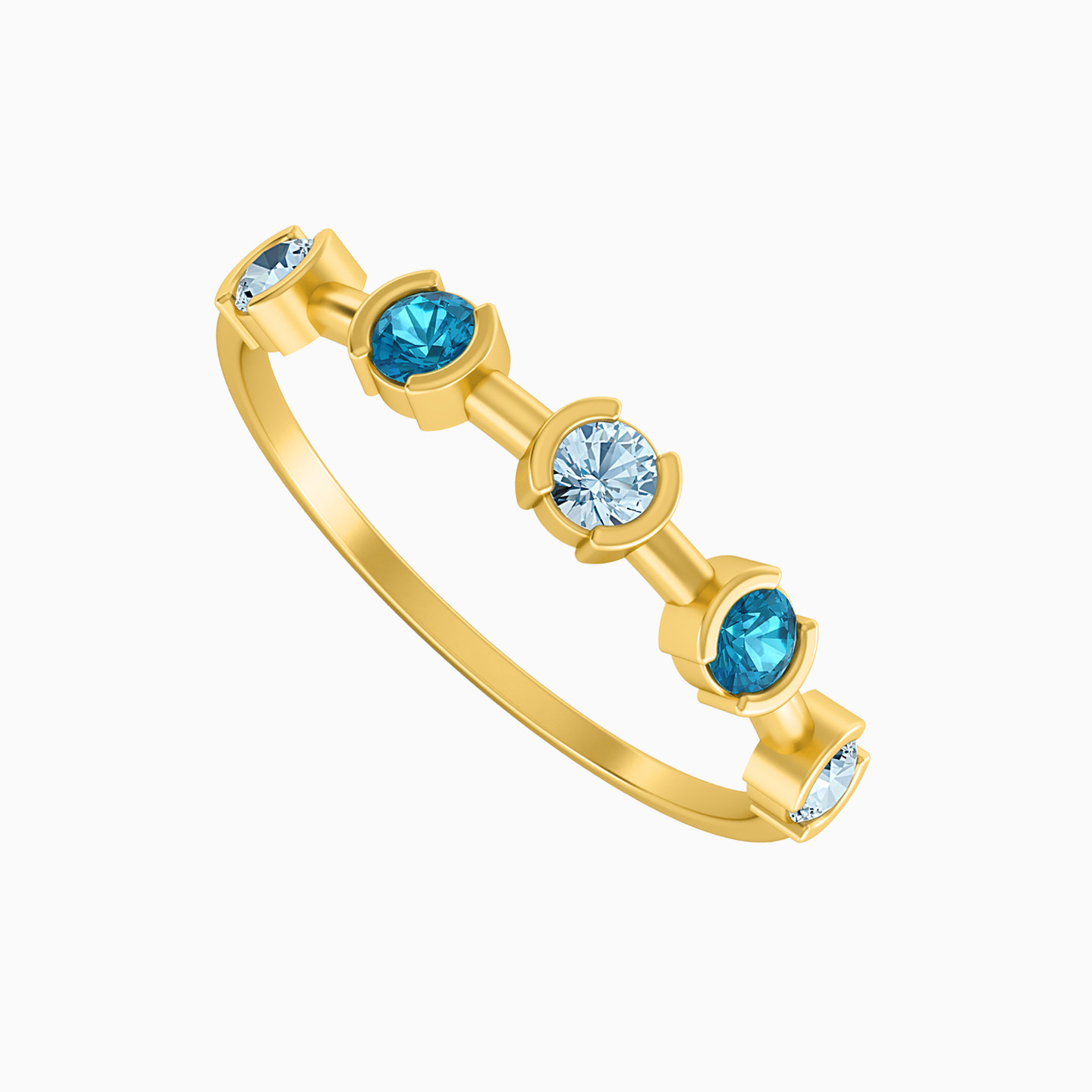 18K Gold Colored Stones Statement Ring - 2