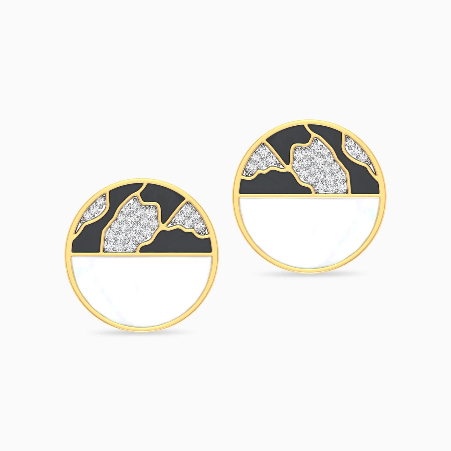 Circle Diamond & Pearl Stud Earrings in 18K Gold - 4 Circle Diamond & Pearl Stud Earrings in 18K Gold - 4