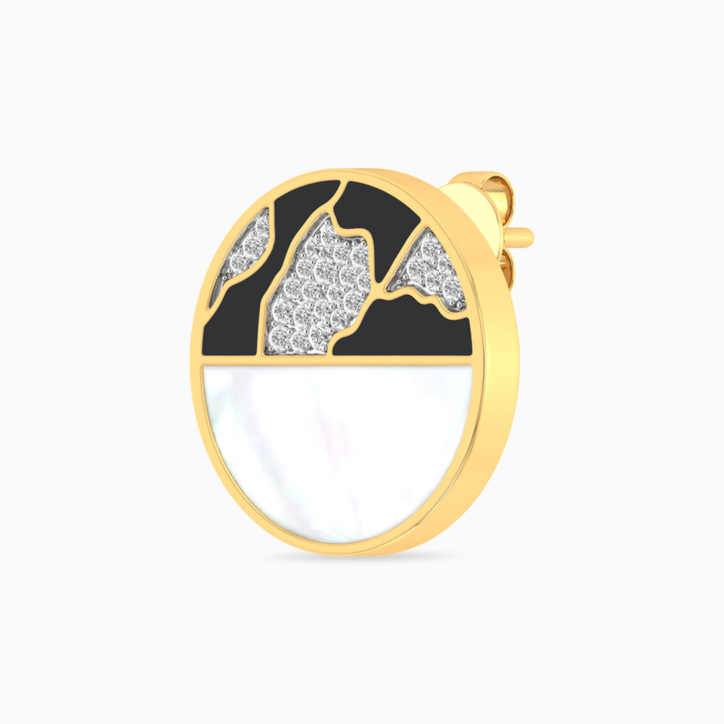 Circle Diamond & Pearl Stud Earrings in 18K Gold - 5 Circle Diamond & Pearl Stud Earrings in 18K Gold - 5