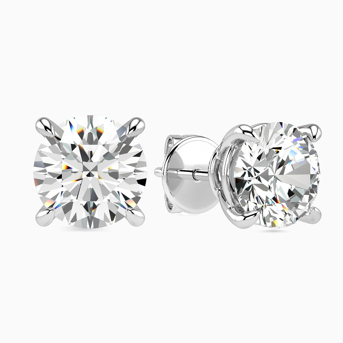 Circle Diamond Stud Earrings in 18K Gold - 2 Circle Diamond Stud Earrings in 18K Gold - 2