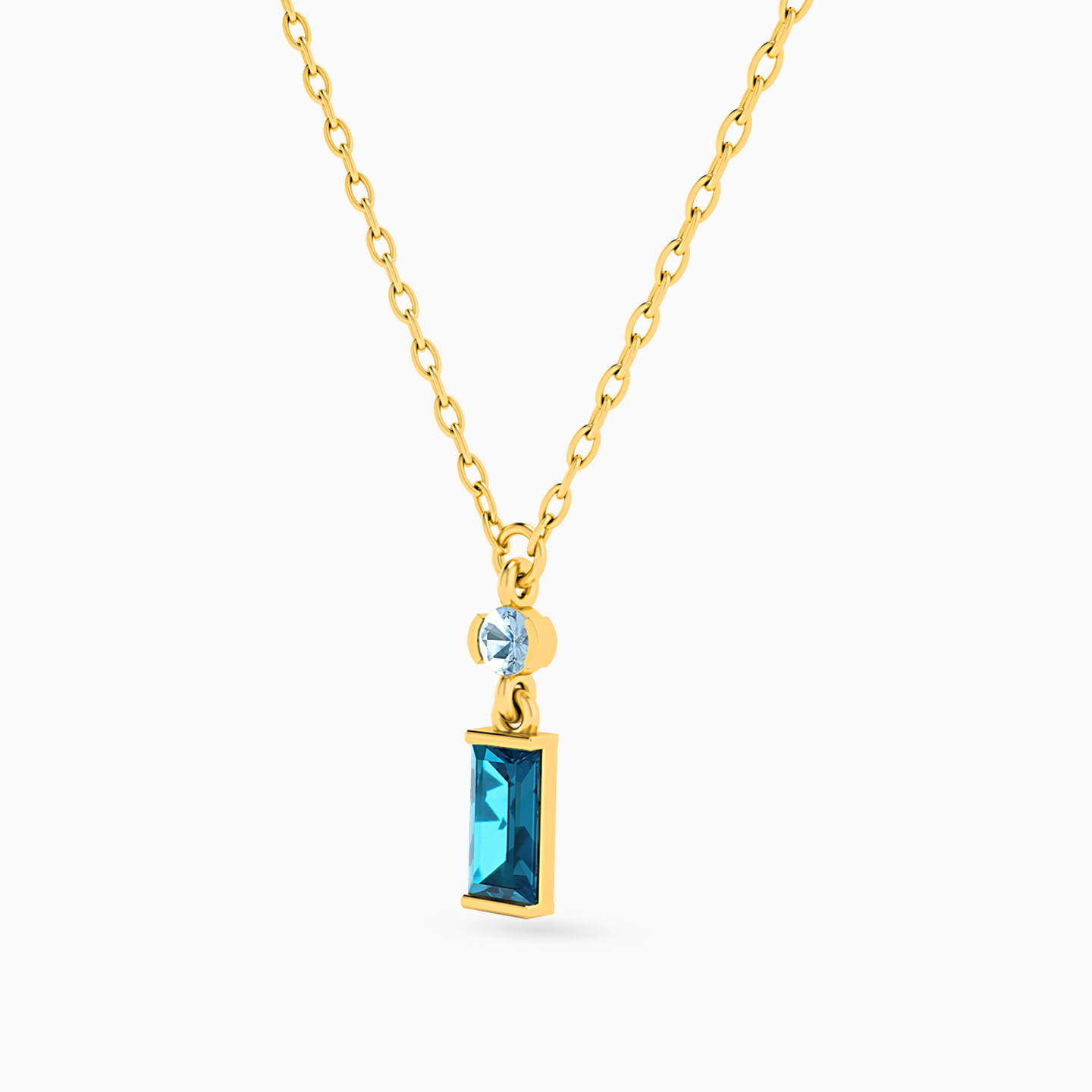 18K Gold Colored Stones Pendant Necklace - 2