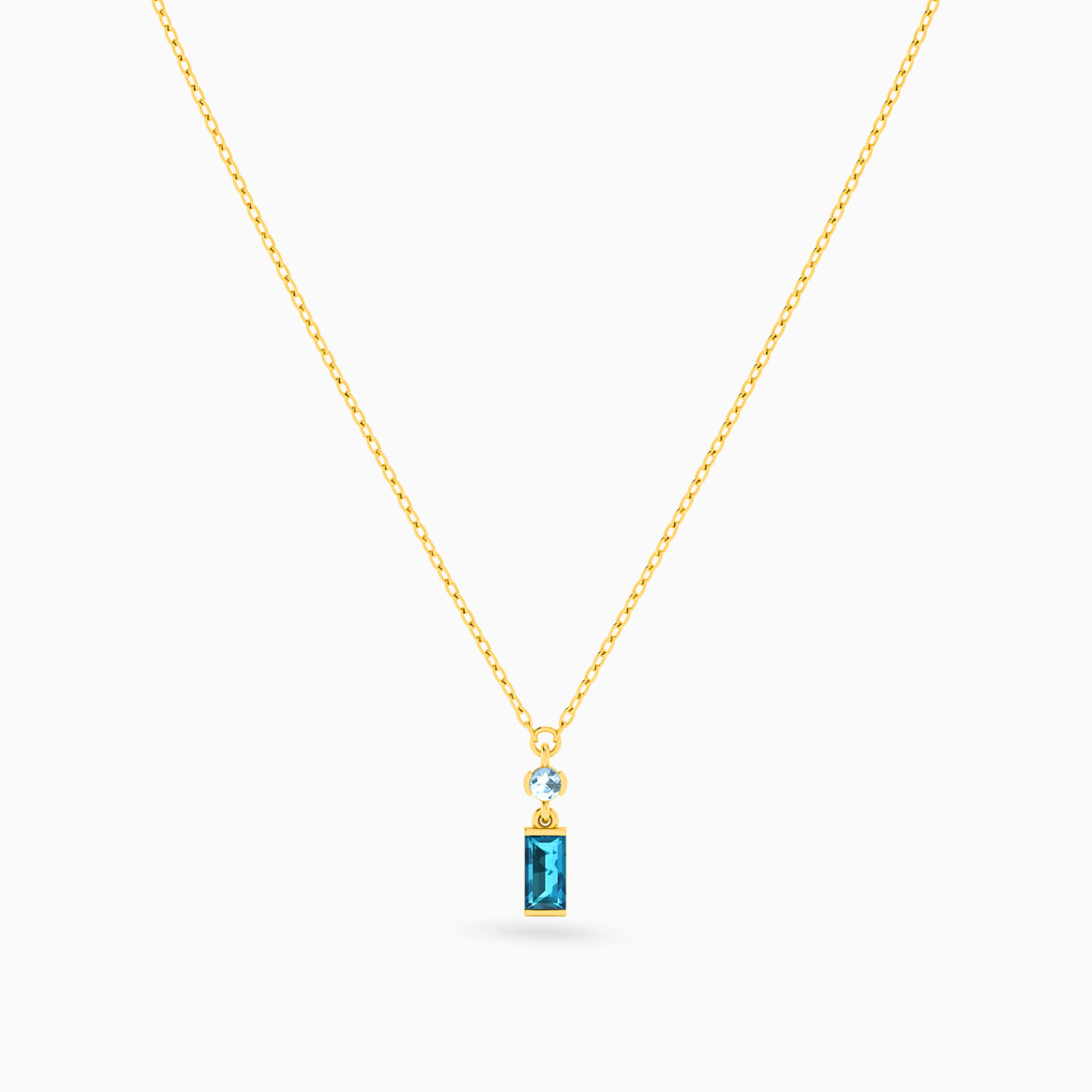 18K Gold Colored Stones Pendant Necklace - 3