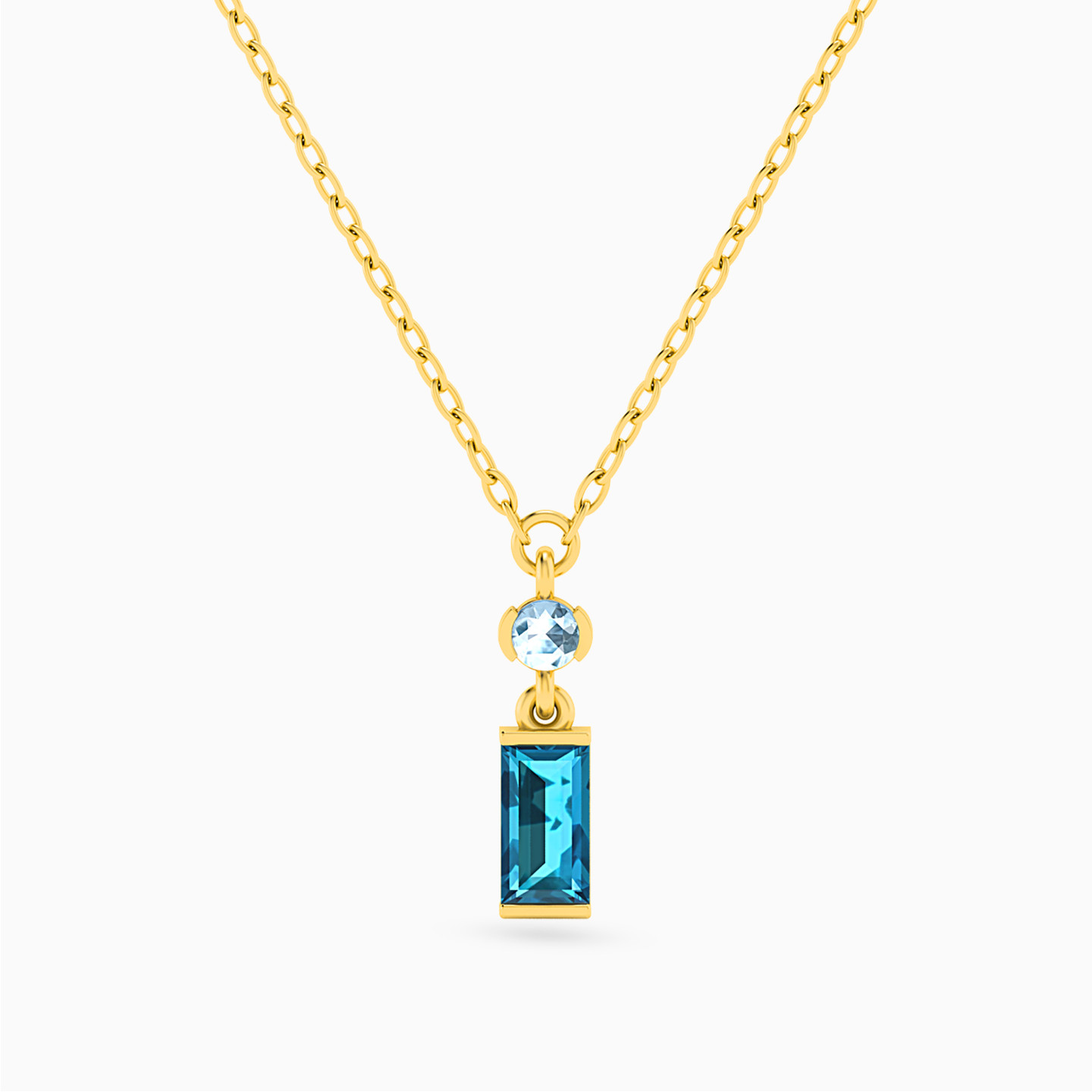 18K Gold Colored Stones Pendant Necklace