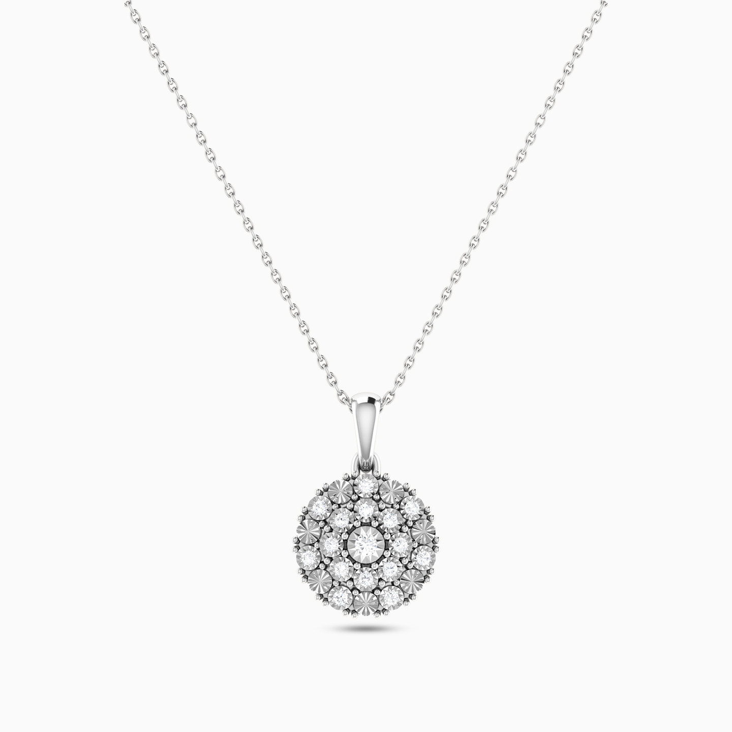 Circle Diamond Necklace in 18K Gold - 4 Circle Diamond Necklace in 18K Gold - 4