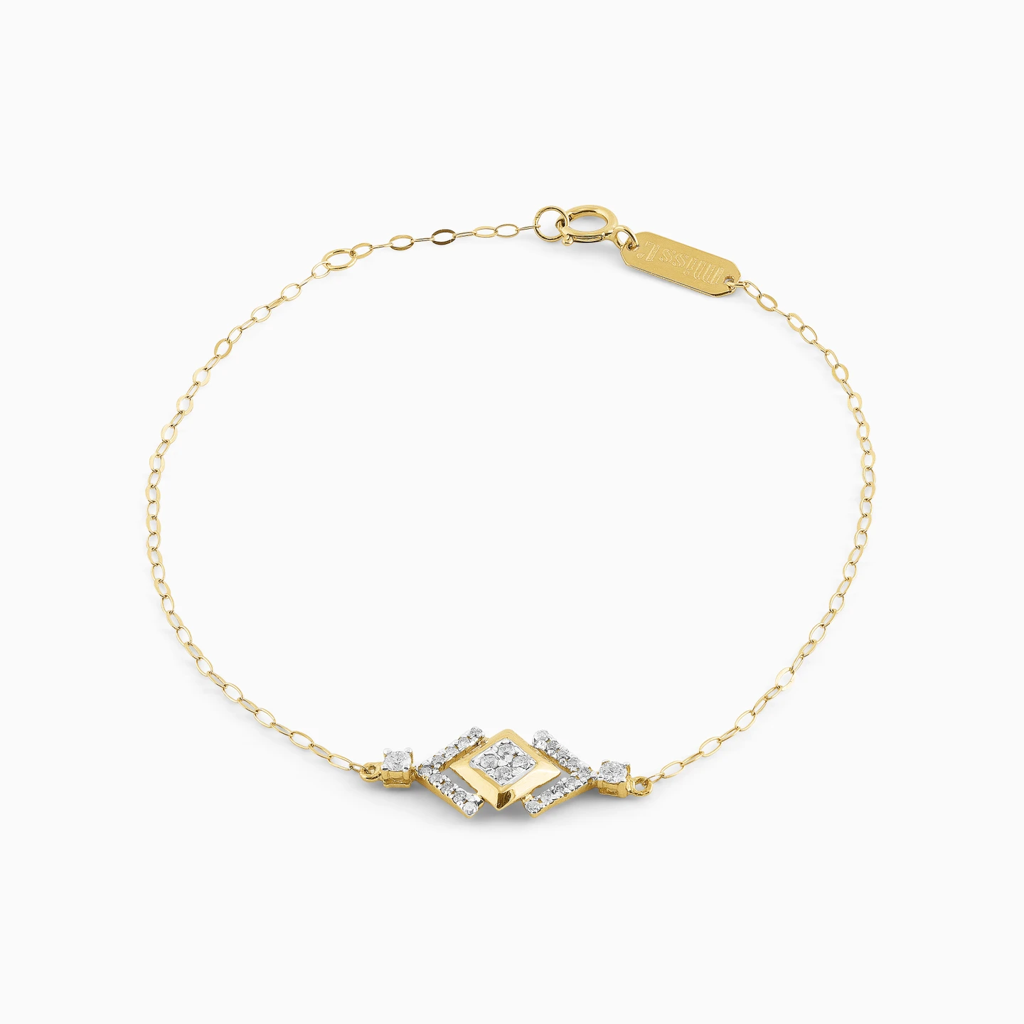 Square Diamond Chain Bracelet in 18K Gold - 2 Square Diamond Chain Bracelet in 18K Gold - 2