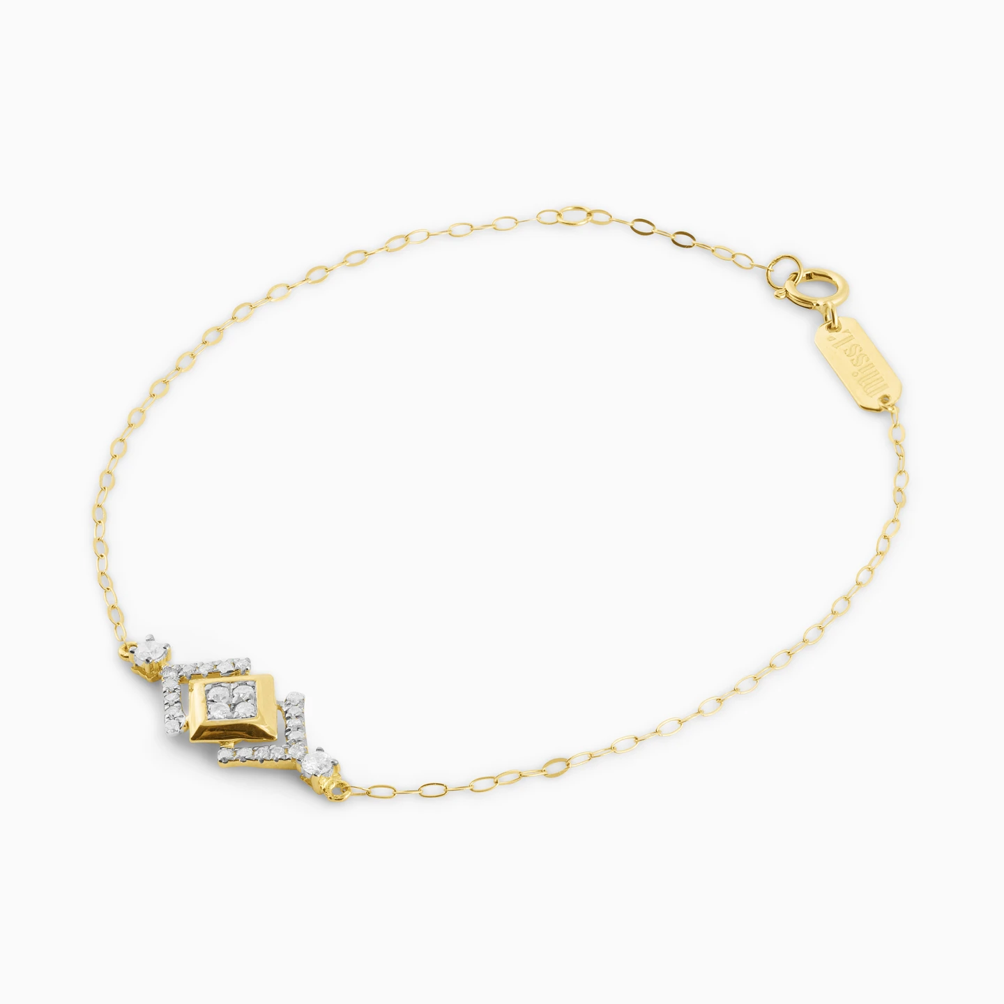 Square Diamond Chain Bracelet in 18K Gold - 3 Square Diamond Chain Bracelet in 18K Gold - 3