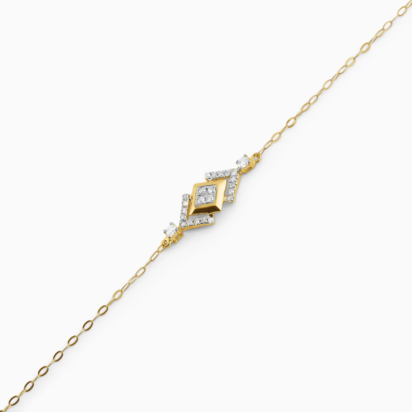 Square Diamond Chain Bracelet in 18K Gold - 4 Square Diamond Chain Bracelet in 18K Gold - 4