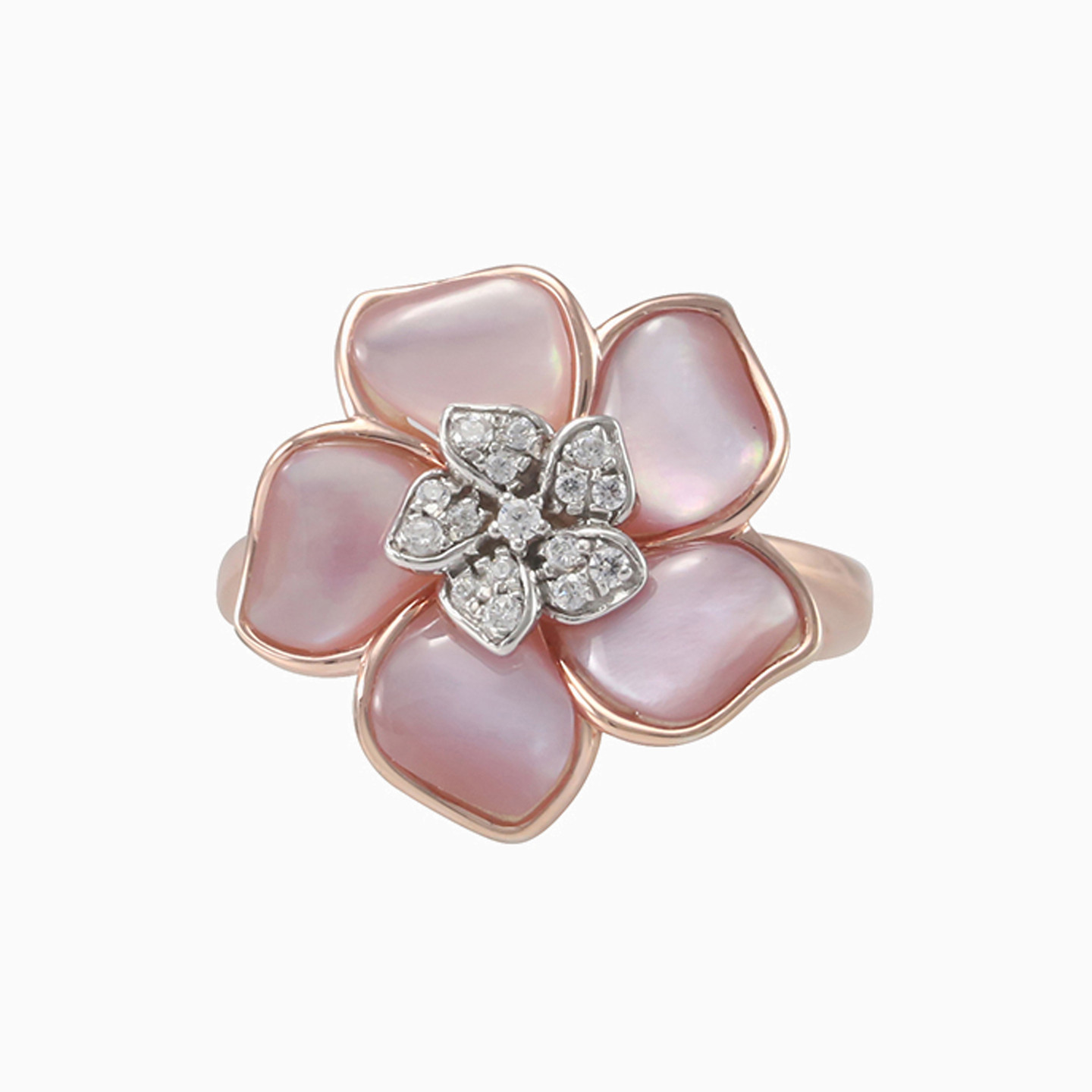 Flower Diamond & Pearl Ring in 18K Gold - 2 Flower Diamond & Pearl Ring in 18K Gold - 2
