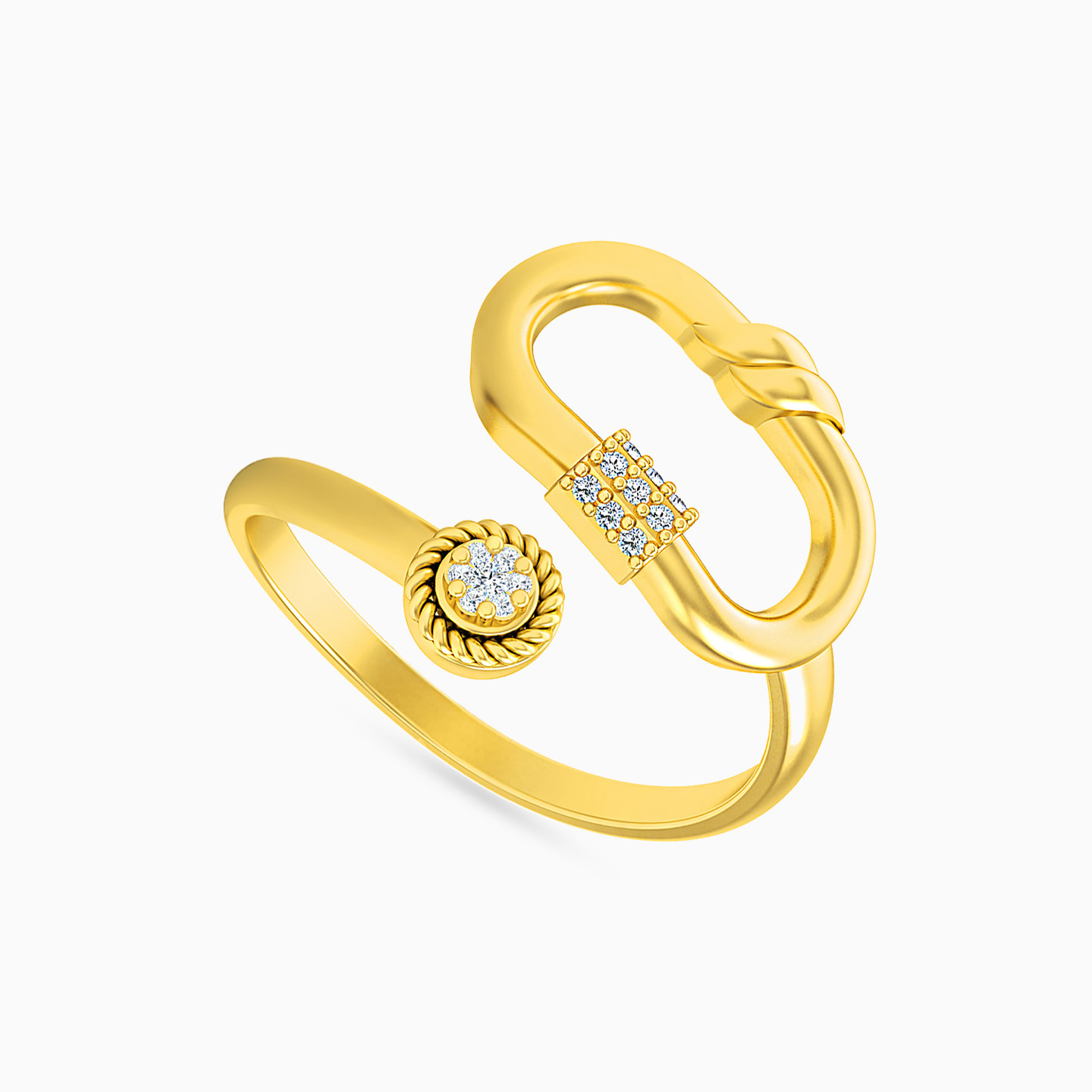 Oval Diamonds Two Headed Ring in 18K Gold - 2 Oval Diamonds Two Headed Ring in 18K Gold - 2