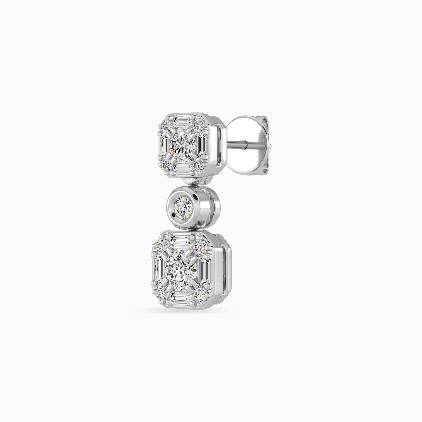 Square Diamond Drop Earrings in 18K Gold - 5 Square Diamond Drop Earrings in 18K Gold - 5