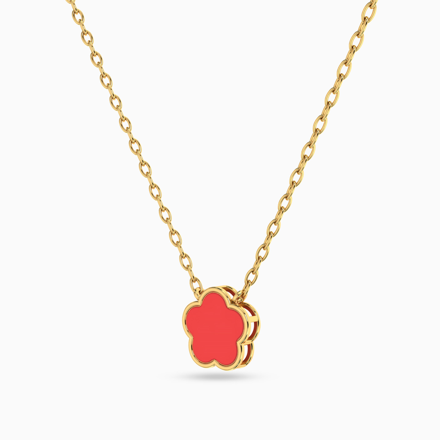 Kids Flower Rose Stone Necklace in 18K Gold - 2 Kids Flower Rose Stone Necklace in 18K Gold - 2