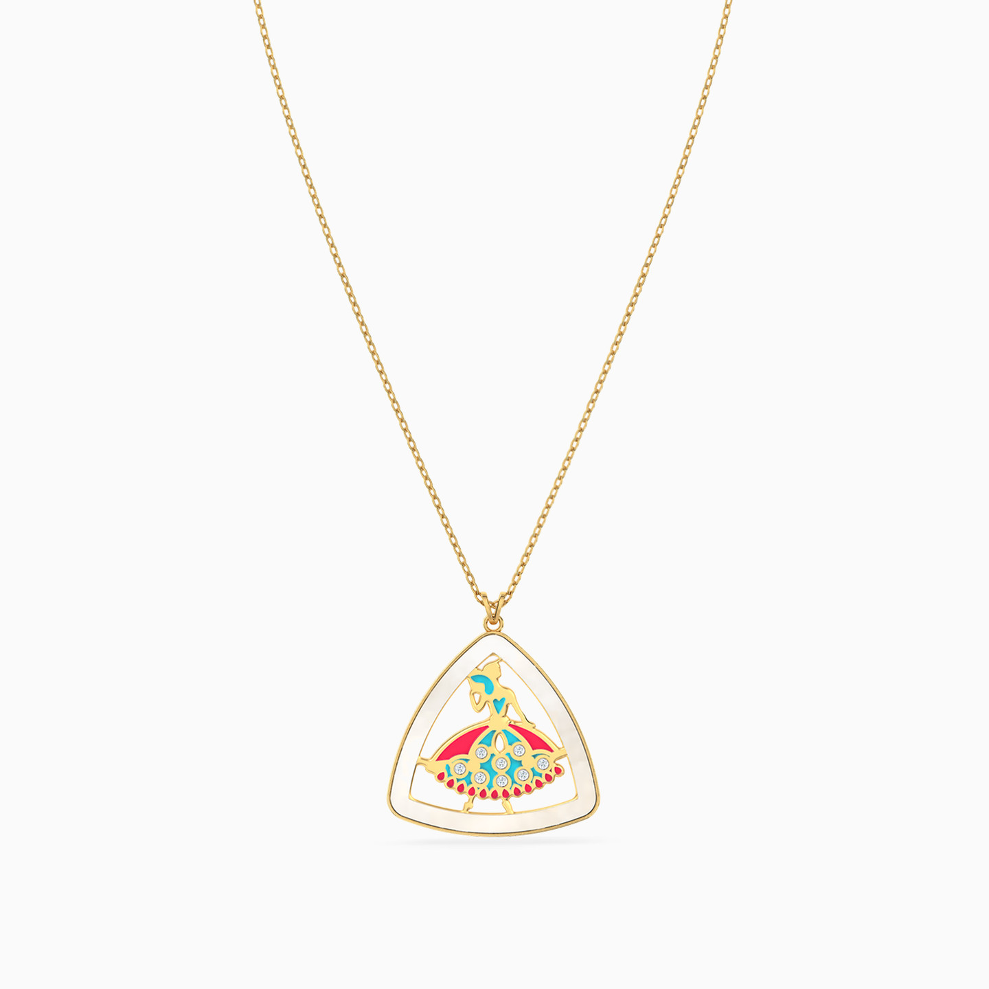 18K Gold Diamond & Enamel Coated Pendant Necklace - 3