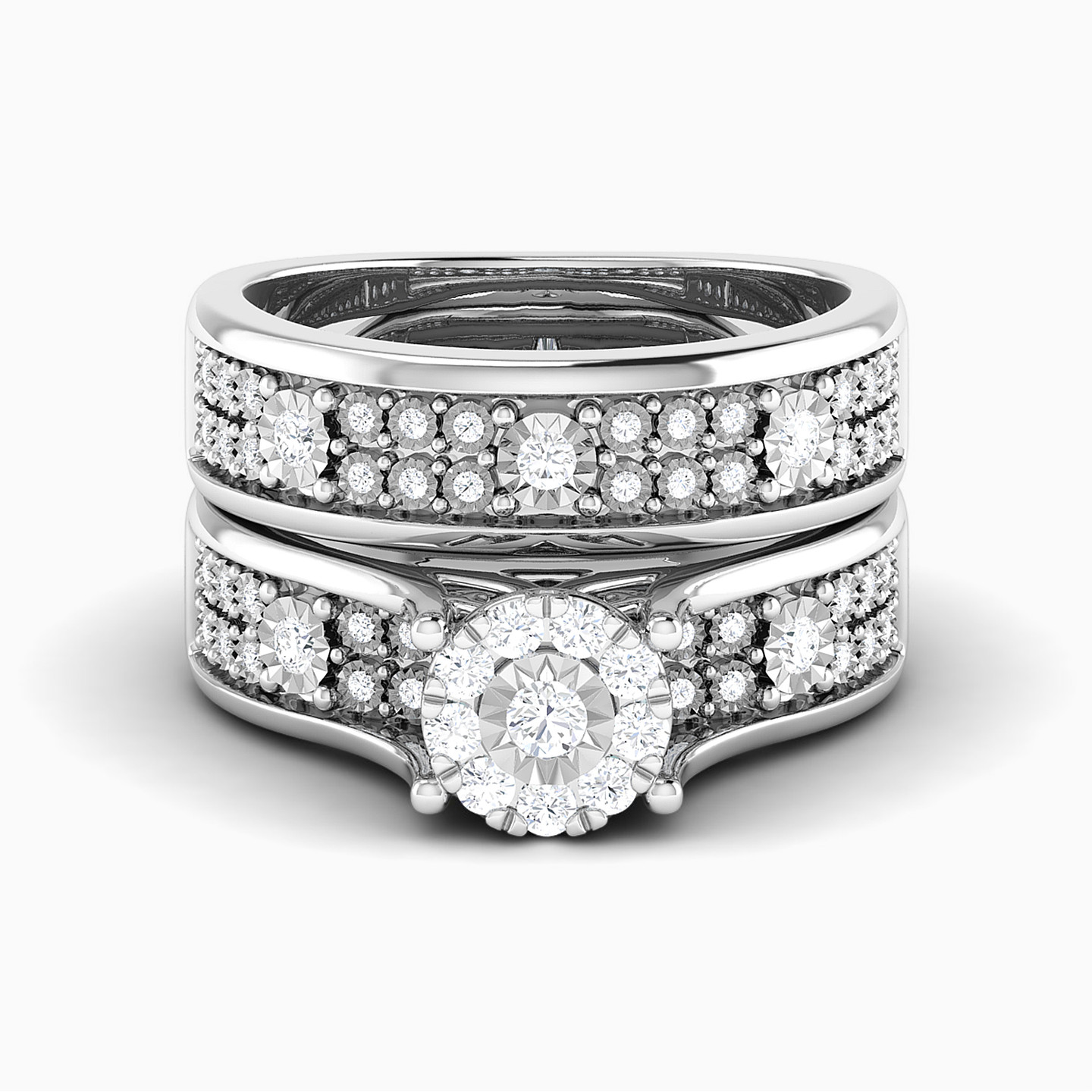 Circle Diamond Twin Rings in 18K Gold - 5 Circle Diamond Twin Rings in 18K Gold - 5
