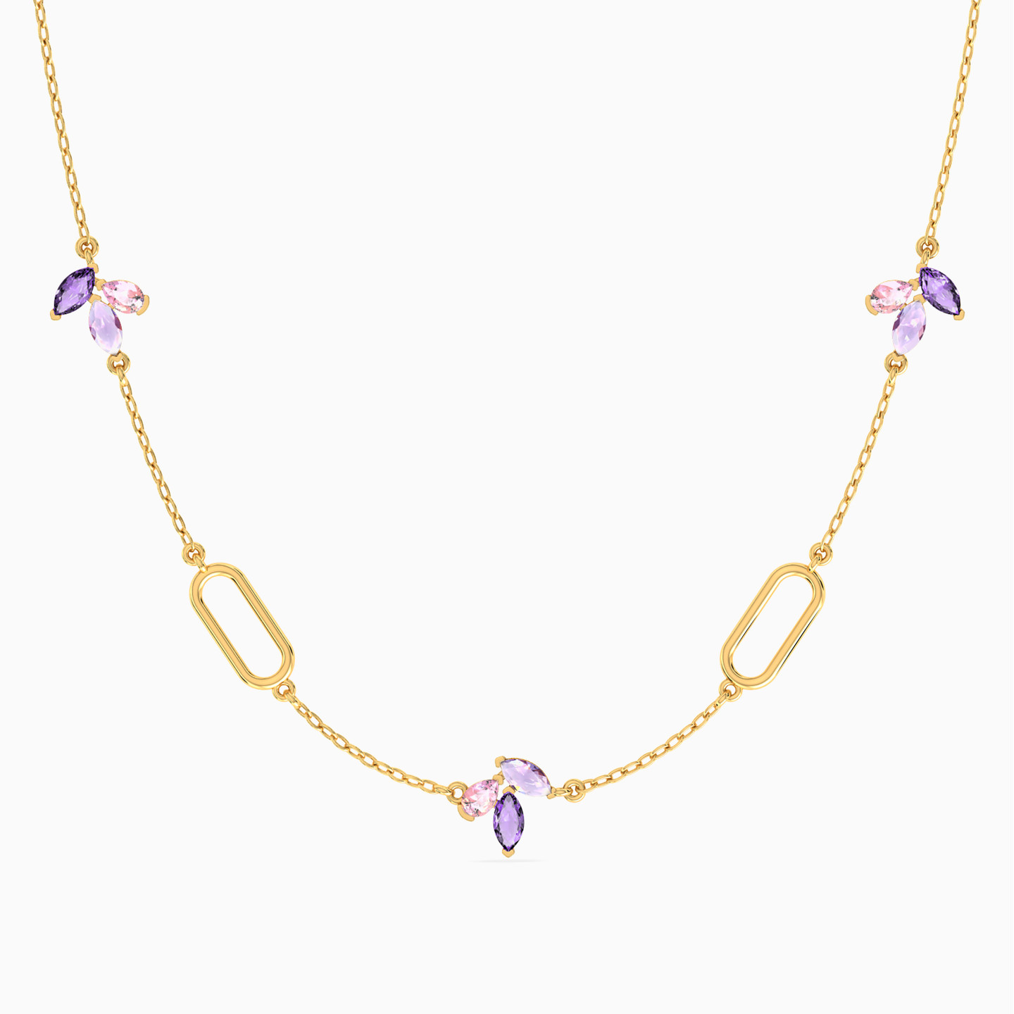 Marquise Purple Stone Chain Necklace in 18K Gold Marquise Purple Stone Chain Necklace in 18K Gold