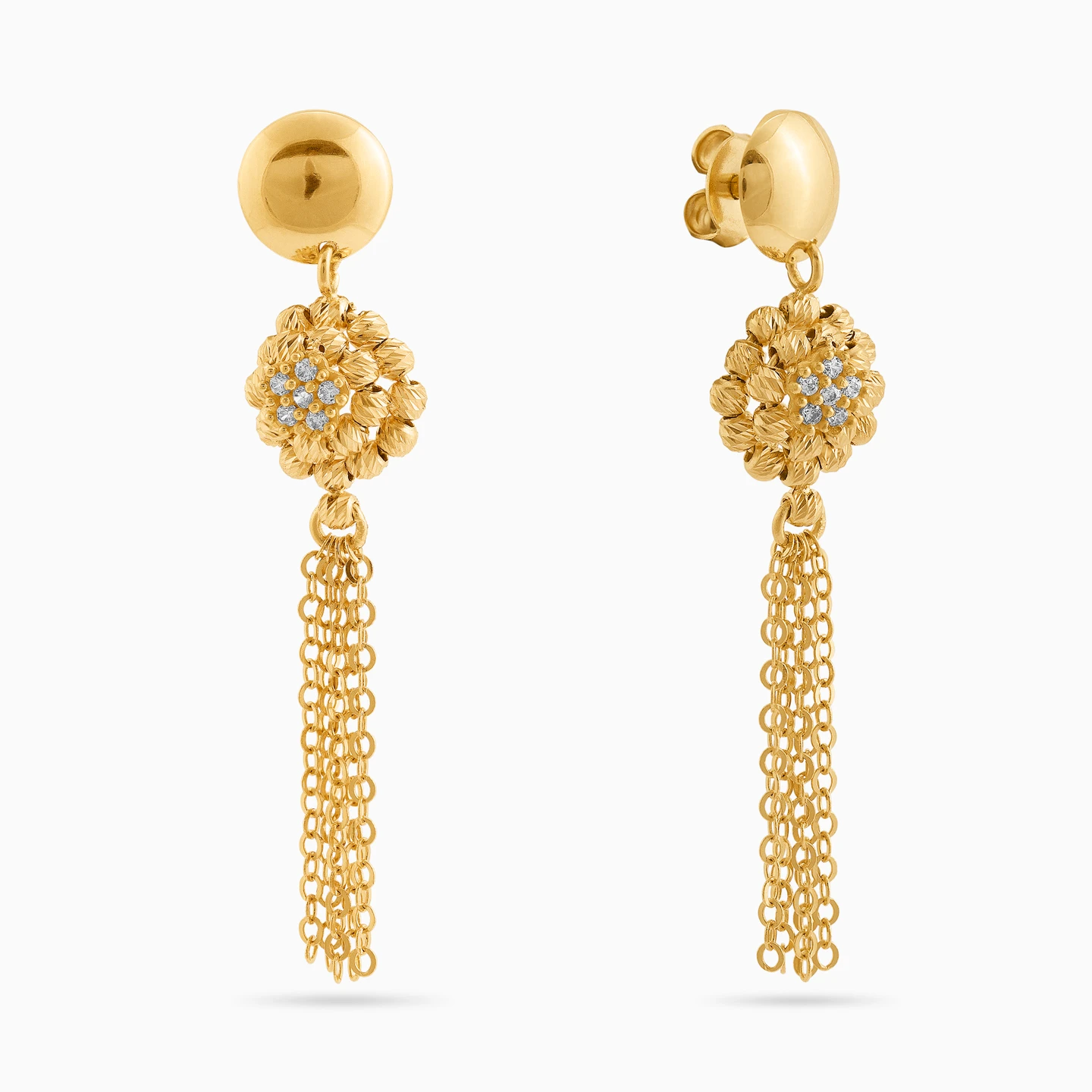 Tassel Cubic Zirconia Drop Earrings in 21K Gold Tassel Cubic Zirconia Drop Earrings in 21K Gold