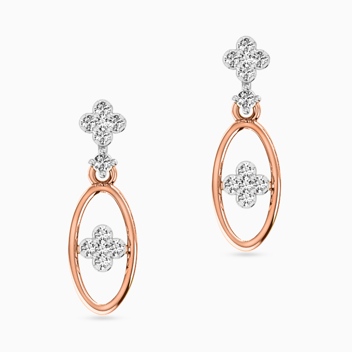 Oval Diamond Drop Earrings in 18K Gold