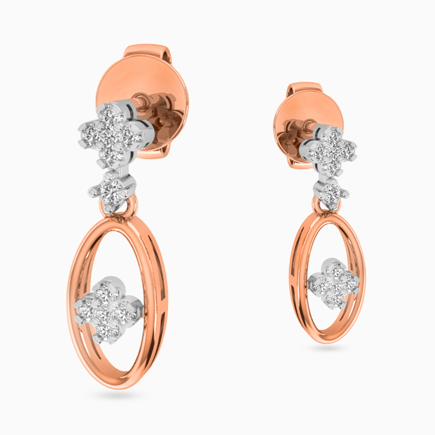 Oval Diamond Drop Earrings in 18K Gold - 3