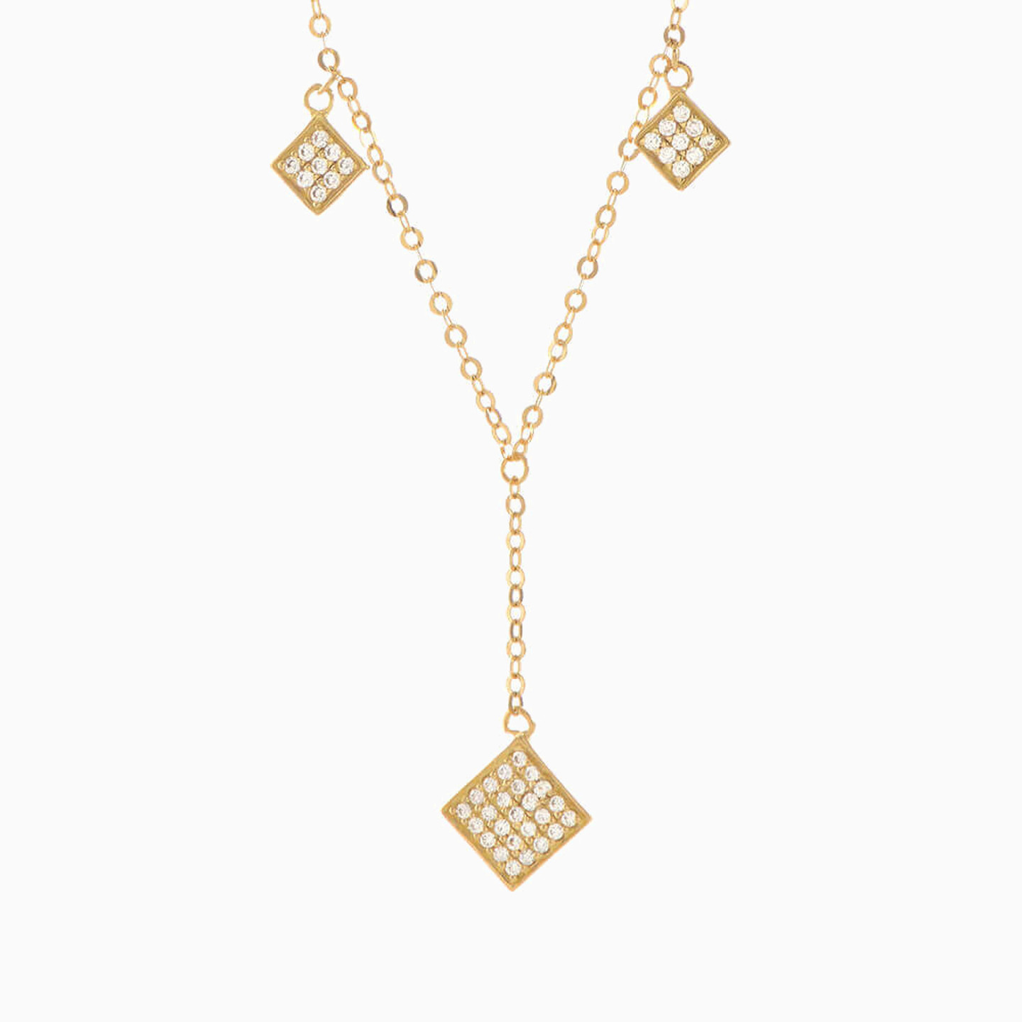 Square Cubic Zirconia Chain Necklace in 18K Gold Square Cubic Zirconia Chain Necklace in 18K Gold