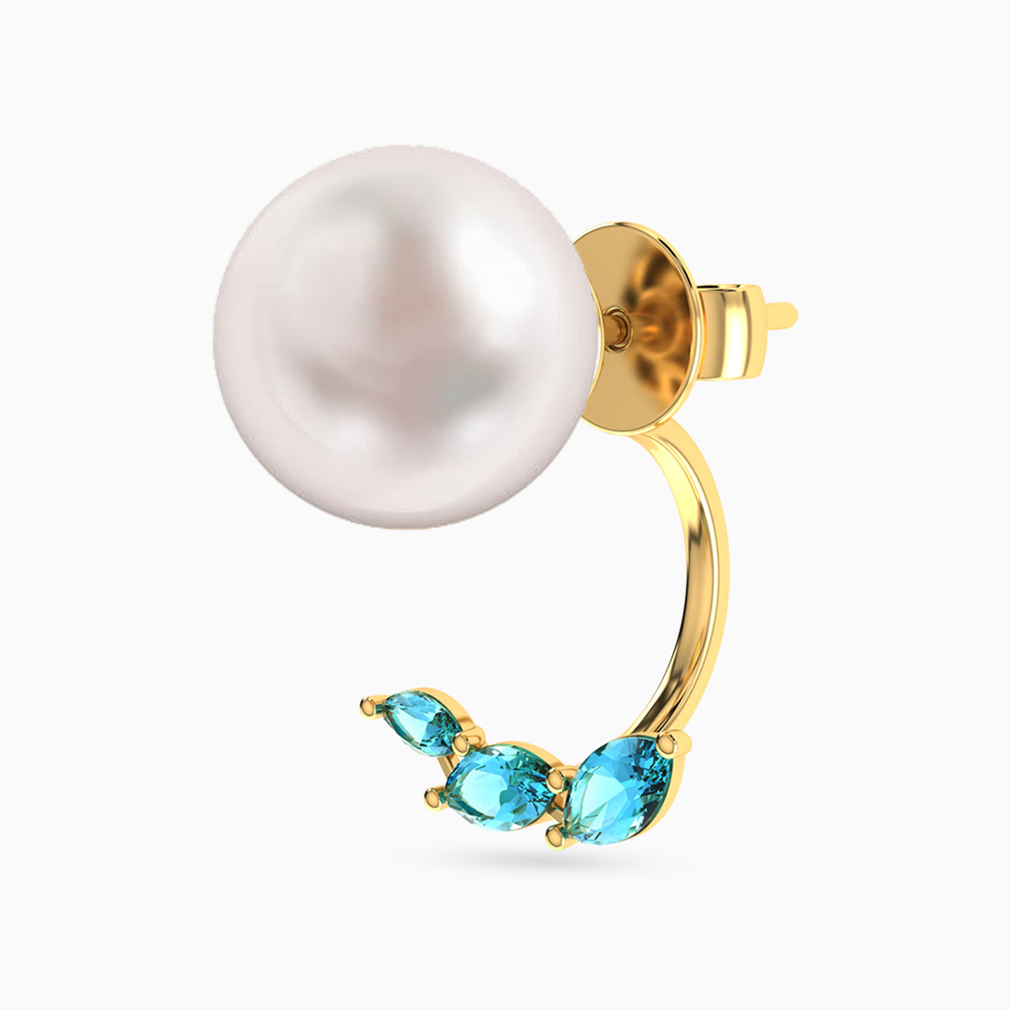 أقراط صغيرة ذهب دائرية عيار 18 قيراط مزينة باللؤلؤ والأحجار الملونة - 3 أقراط صغيرة ذهب دائرية عيار 18 قيراط مزينة باللؤلؤ والأحجار الملونة - 3