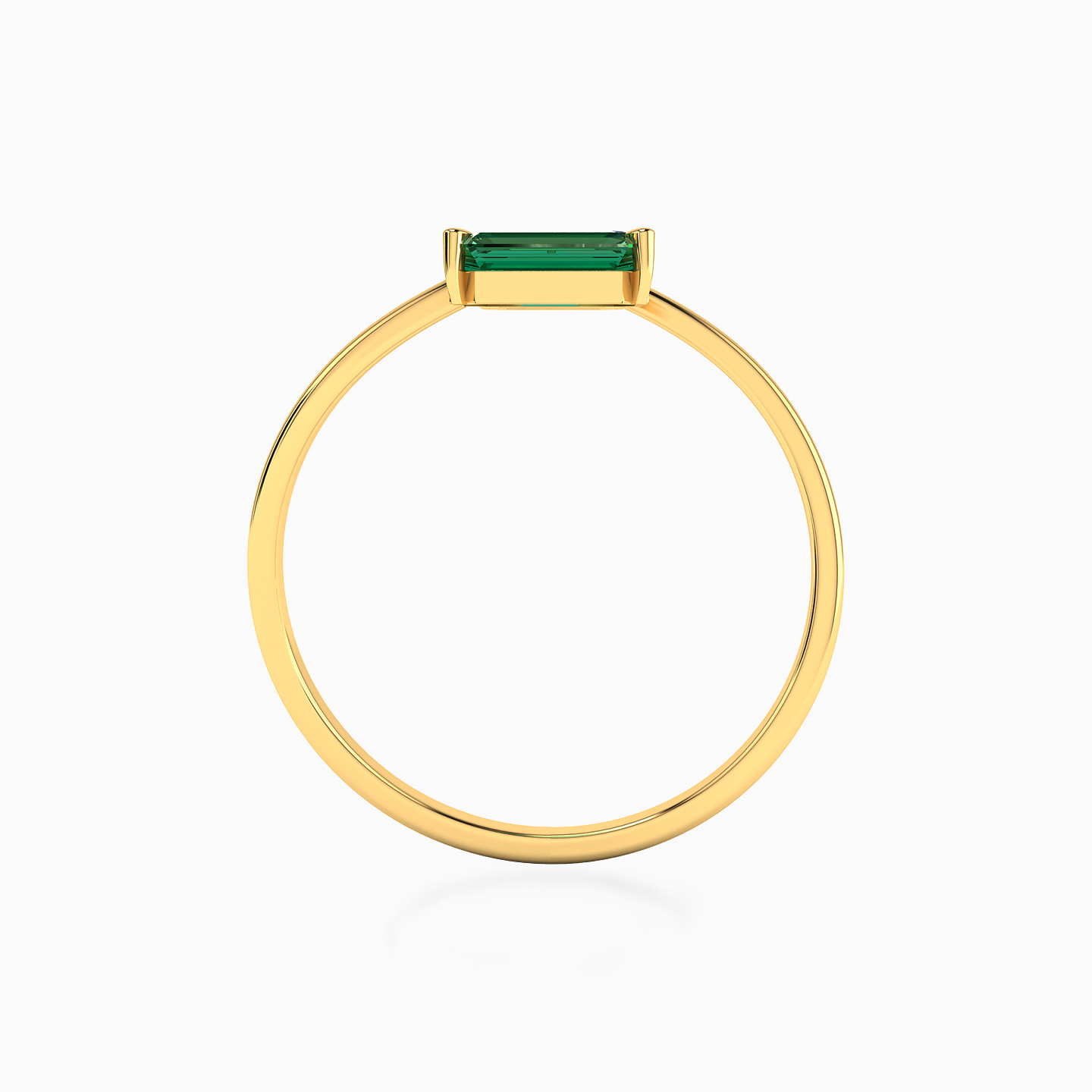 خاتم برأس مزدوجة ذهب باجيت عيار 18 قيراط مزين بحجر أخضر - 3 خاتم برأس مزدوجة ذهب باجيت عيار 18 قيراط مزين بحجر أخضر - 3