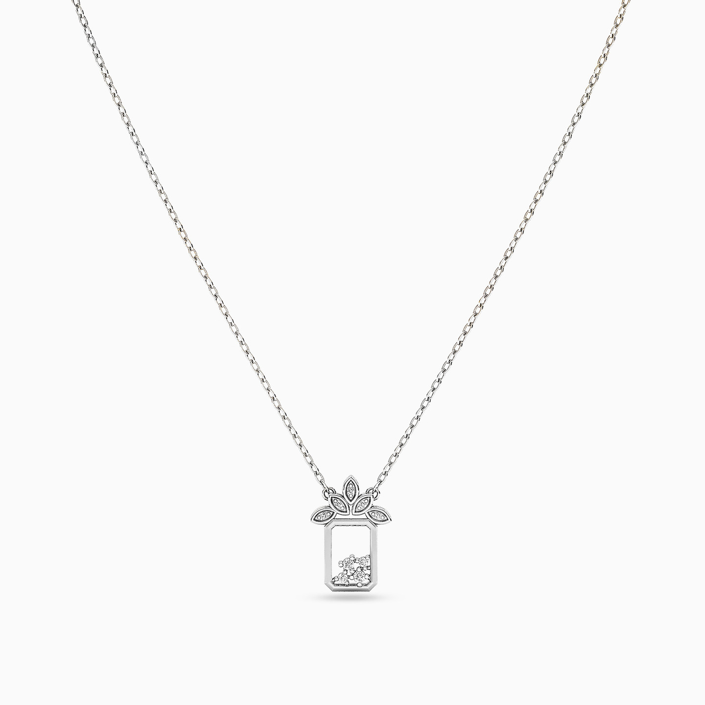 Rectangle Diamond Necklace in 18K Gold - 3 Rectangle Diamond Necklace in 18K Gold - 3