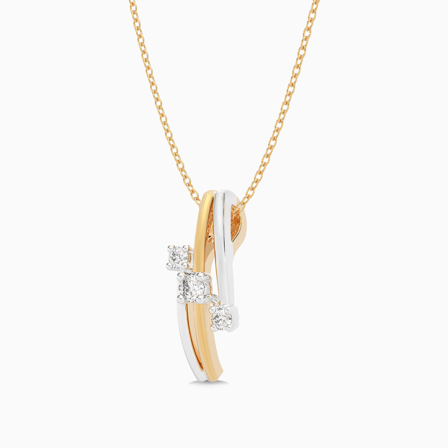 Two Tone Strands Diamond Necklace in 18K Gold - 2 Two Tone Strands Diamond Necklace in 18K Gold - 2