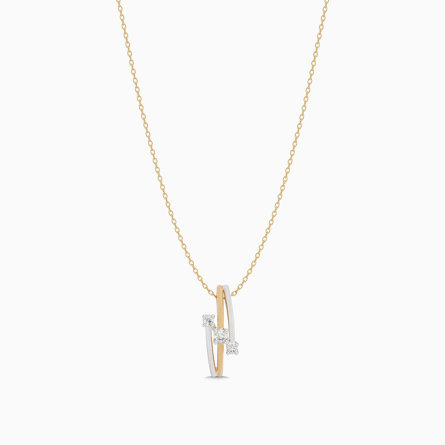 Two Tone Strands Diamond Necklace in 18K Gold - 3 Two Tone Strands Diamond Necklace in 18K Gold - 3