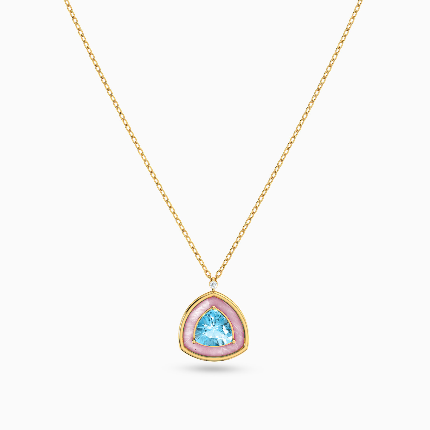 Multishaped Diamond & Colored Stones Necklace in 18K Gold - 3 Multishaped Diamond & Colored Stones Necklace in 18K Gold - 3