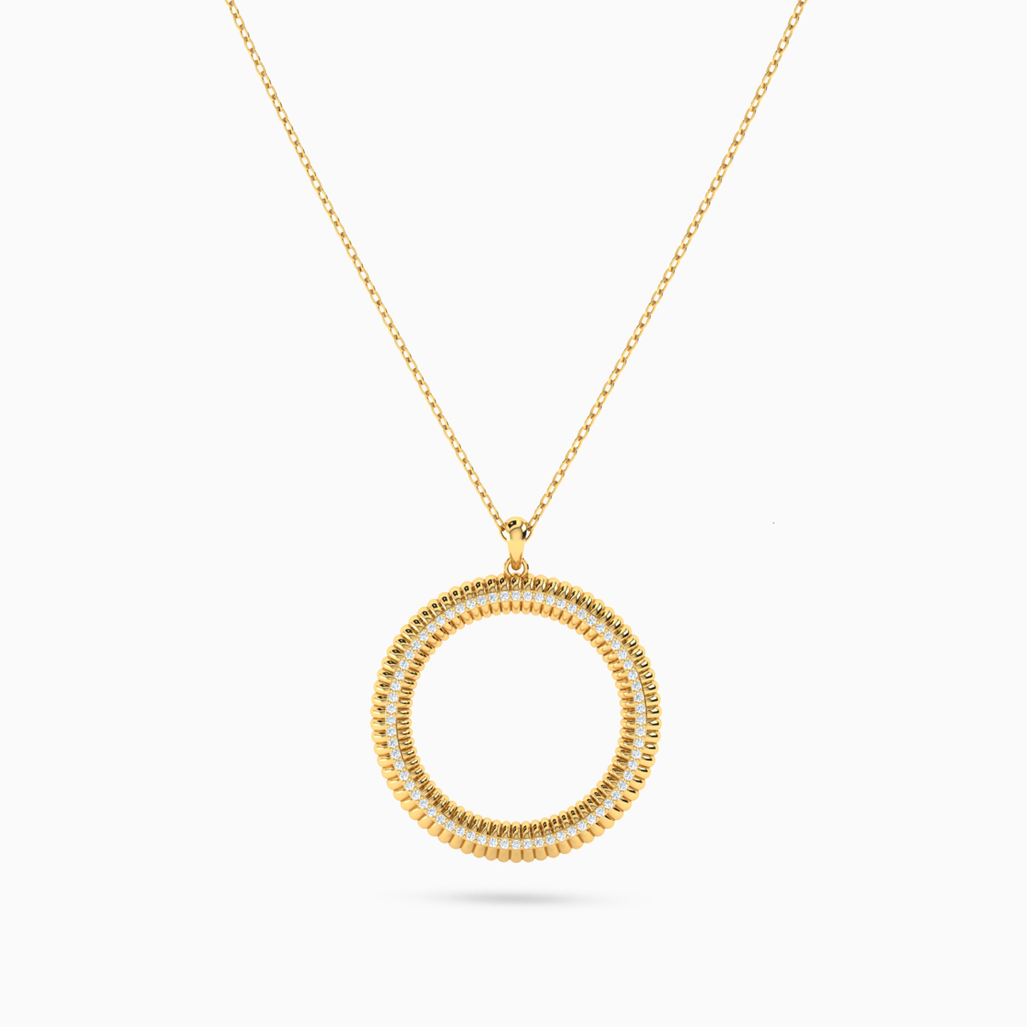 Circle Cubic Zirconia Necklace in 18K Gold - 2 Circle Cubic Zirconia Necklace in 18K Gold - 2