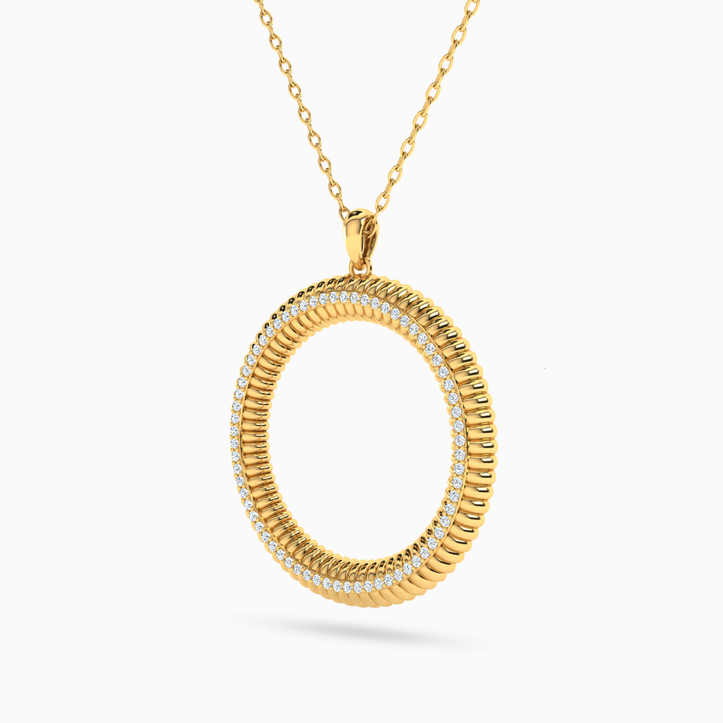 Circle Cubic Zirconia Necklace in 18K Gold - 3 Circle Cubic Zirconia Necklace in 18K Gold - 3