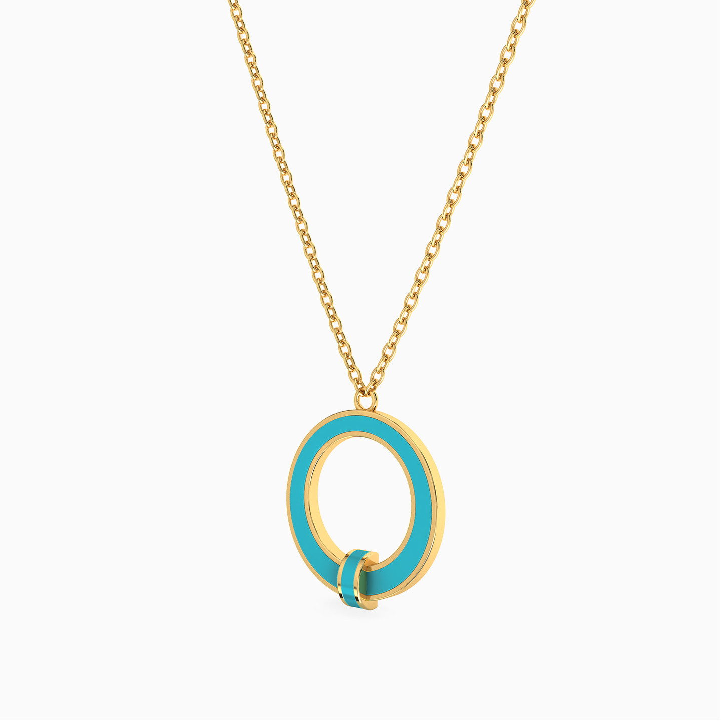 Circle Enamel Coated Necklace in 18K Gold - 2 Circle Enamel Coated Necklace in 18K Gold - 2