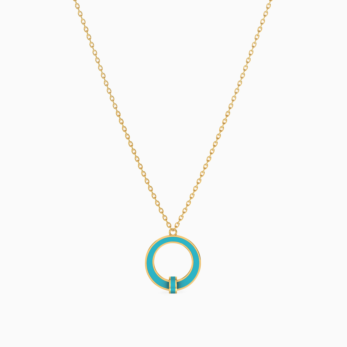 Circle Enamel Coated Necklace in 18K Gold - 3 Circle Enamel Coated Necklace in 18K Gold - 3