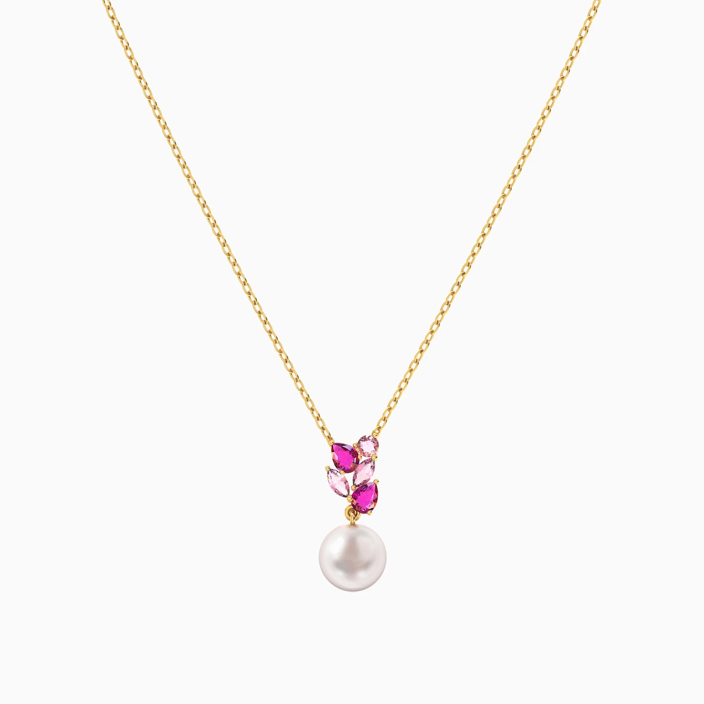 Multishaped Pearl & Rose Stone Necklace in 18K Gold - 3 Multishaped Pearl & Rose Stone Necklace in 18K Gold - 3