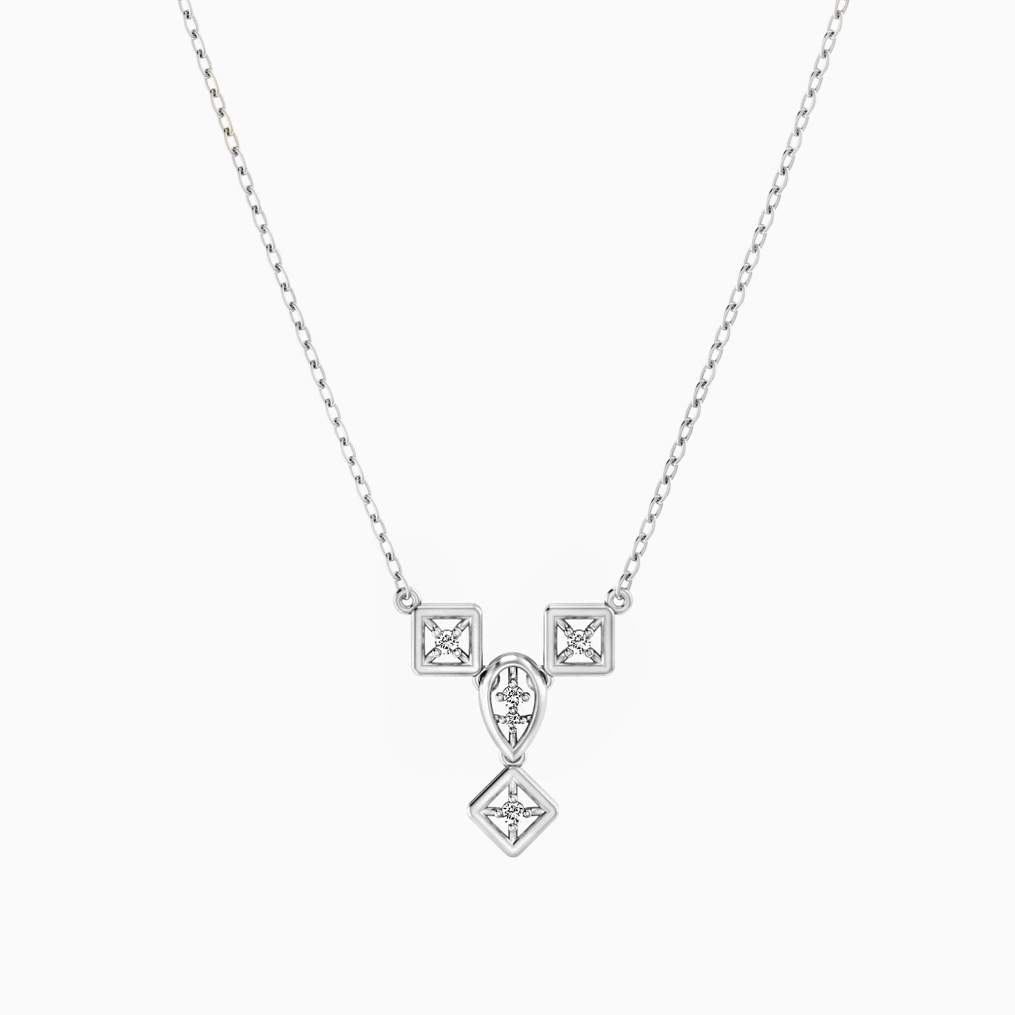 Multishaped Diamond Necklace in 18K Gold - 3 Multishaped Diamond Necklace in 18K Gold - 3