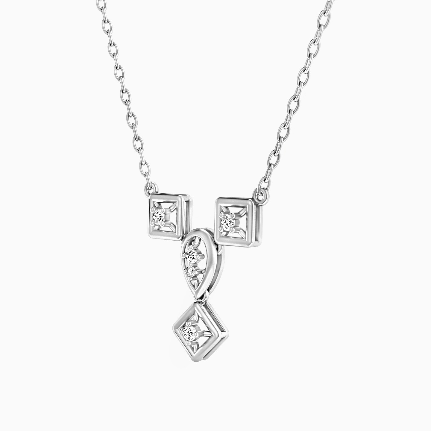Multishaped Diamond Necklace in 18K Gold - 2 Multishaped Diamond Necklace in 18K Gold - 2
