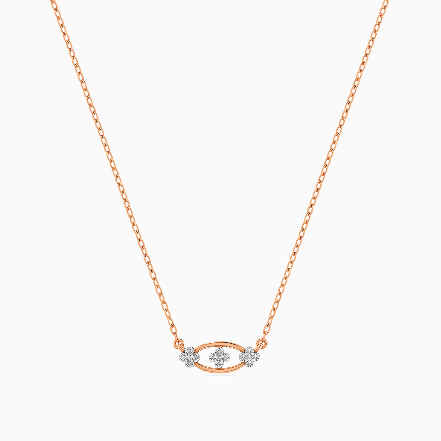 Oval Diamond Necklace in 18K Gold - 2 Oval Diamond Necklace in 18K Gold - 2